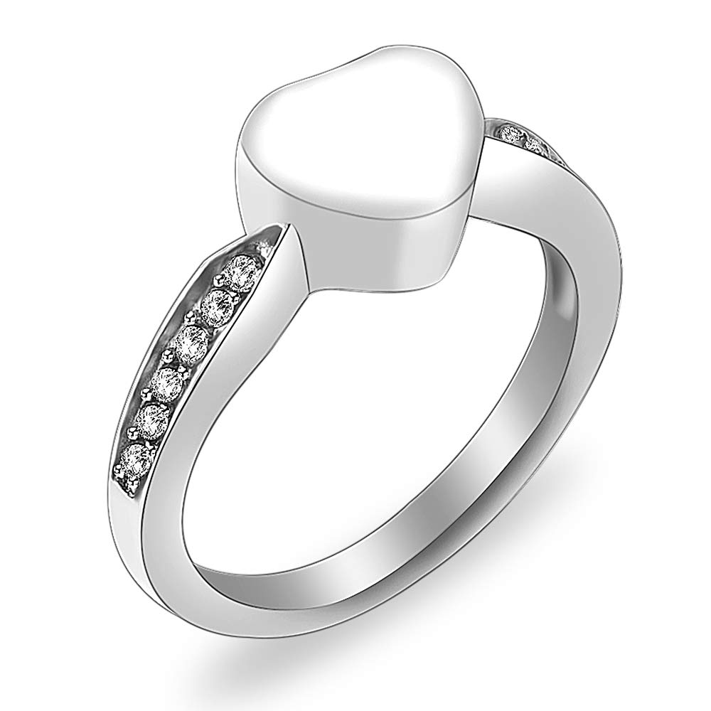 Crystal Heart Cremation Ring - Stainless Steel Memorial Jewelry for Ashes - Engravable Keepsake for Men & Women - Perfect for Remembrance & Gifting