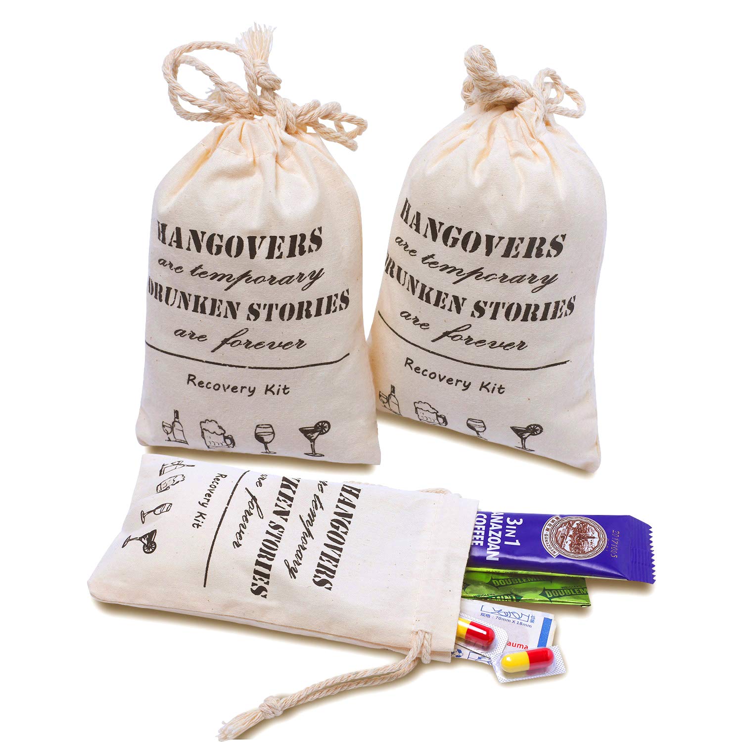 20 Pack Whaline Drawstring Cotton Muslin Bags for Bachelorette Party, Bridal Shower, Wedding Favors & Hen Night - 10x15cm Eco-Friendly Gift Bags for Recovery Kits, Decorations & Party Favors