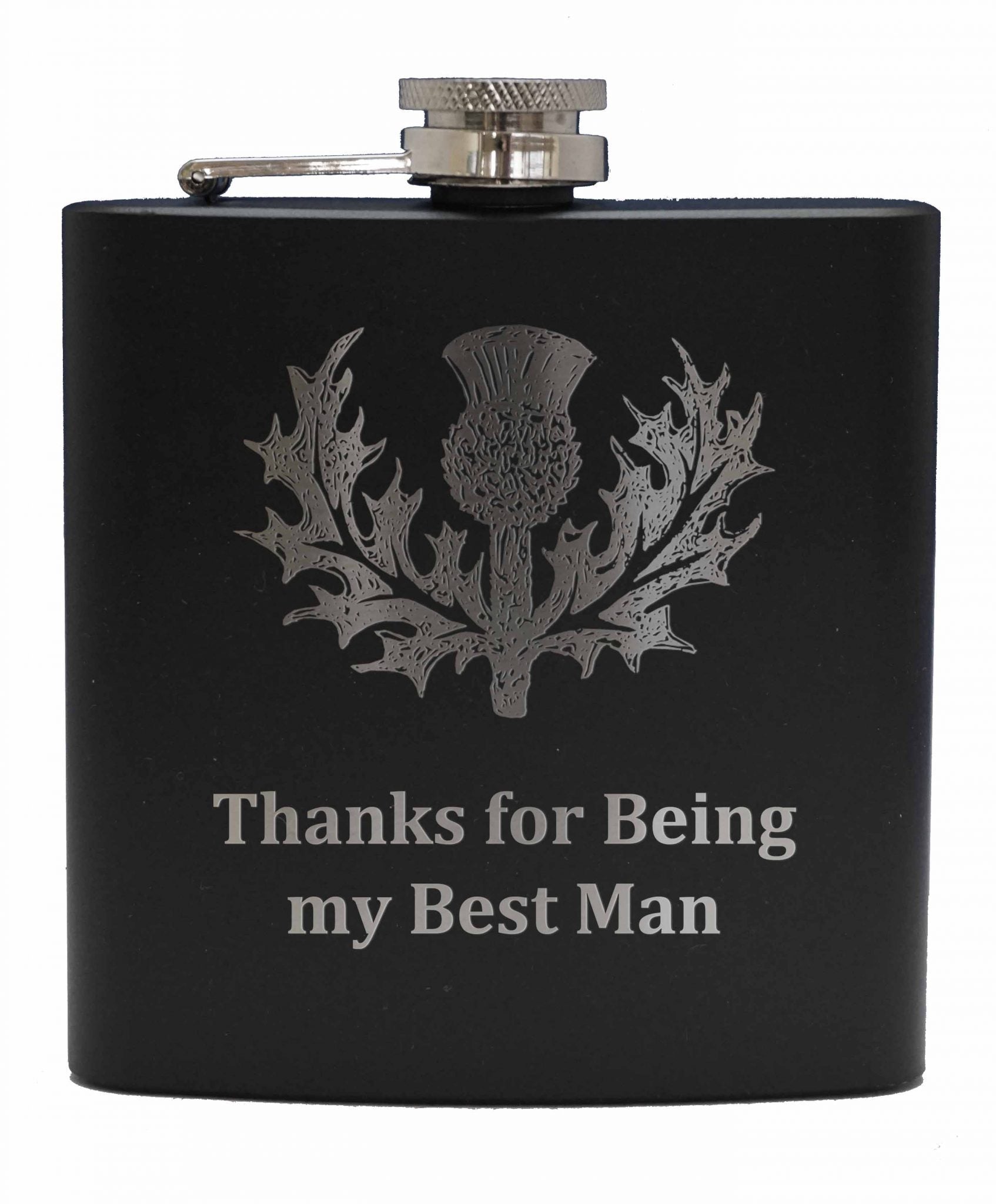 Personalized Engraved 6oz Black Stainless Steel Hip Flask - Custom Monogram Gift for Men, Whiskey Lovers - Perfect for Weddings, Birthdays, Camping & Outdoor Adventures