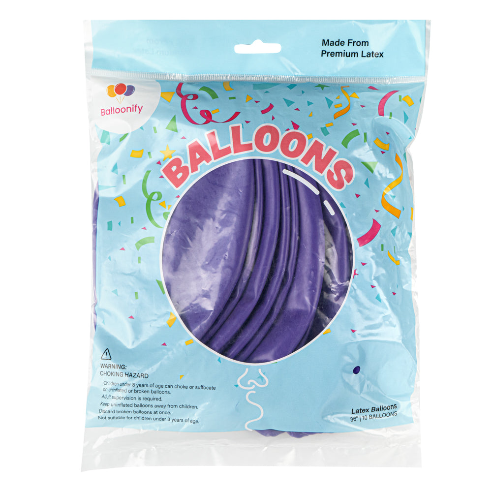 Balloonify 36-Inch Purple Latex Balloons - Pack of 10 | Perfect for Birthday Parties, Baby Showers & Wedding Decorations