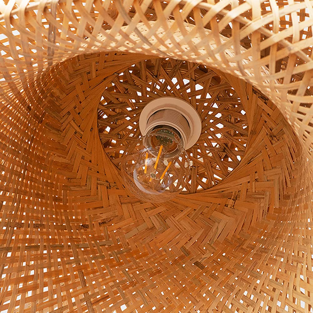 Handwoven Bamboo Chandelier - Natural Rattan Pendant Light with Japanese Wood Art Design | Perfect for Boho Living Room, Bedroom, or Patio Lighting Decor