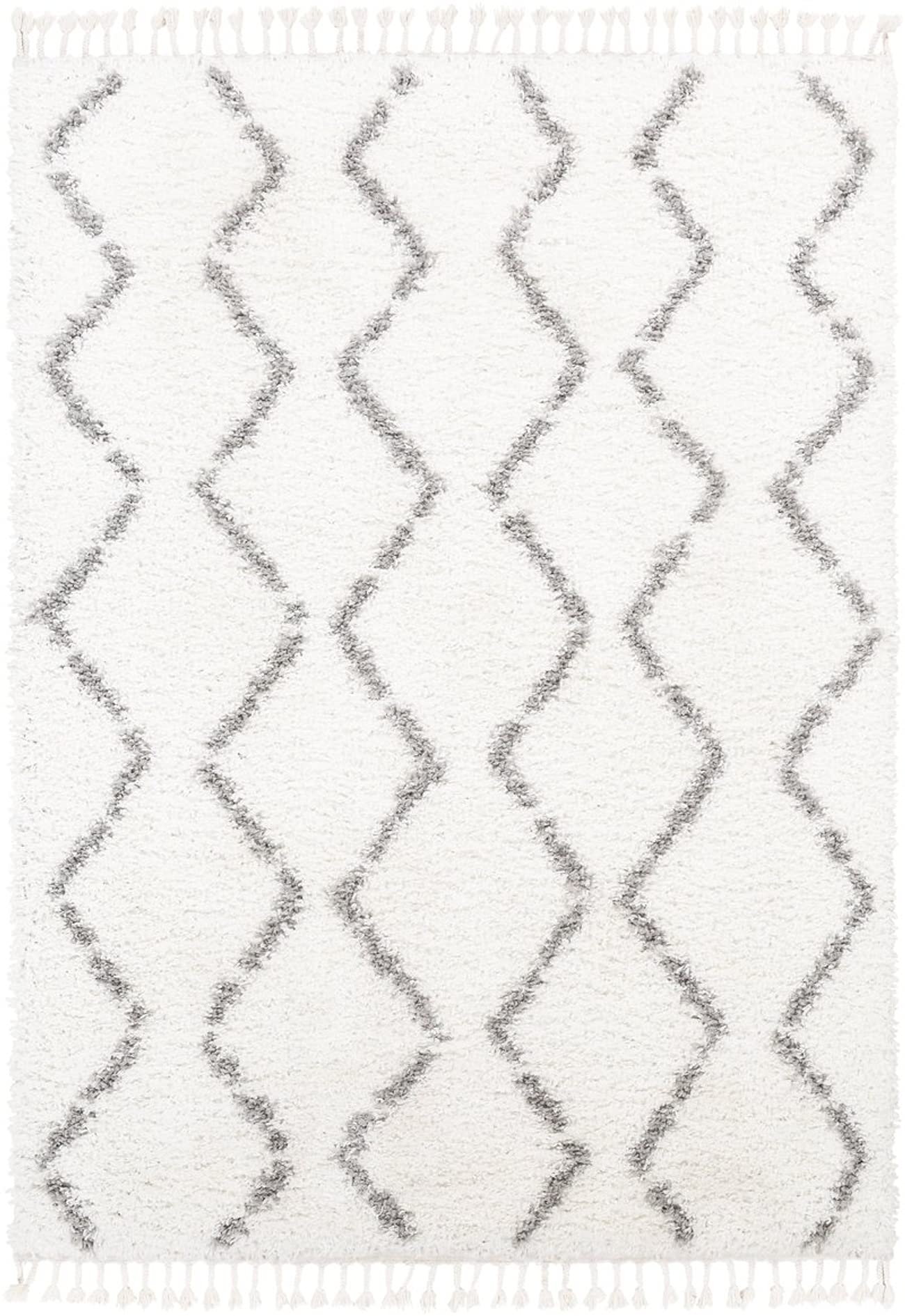 Mark&Day 5x7 Aarle Global Shag White Area Rug - Soft Plush Carpet for Living Room, Bedroom, Kitchen & Dorm (5'3