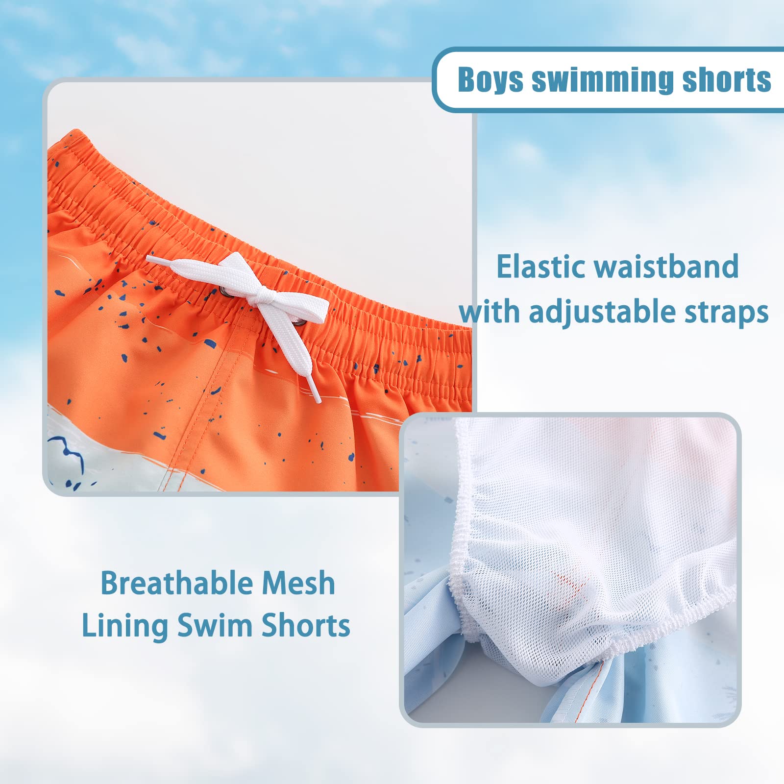 **Aisyee Boys Swim Trunks Quick Dry Boardshorts for Kids - Dinosaur 3D Prints - Beach, Pool & Summer Swim Shorts**    **使用场景:** Perfect for beach vacations, pool parties, summer camps, and water activities.