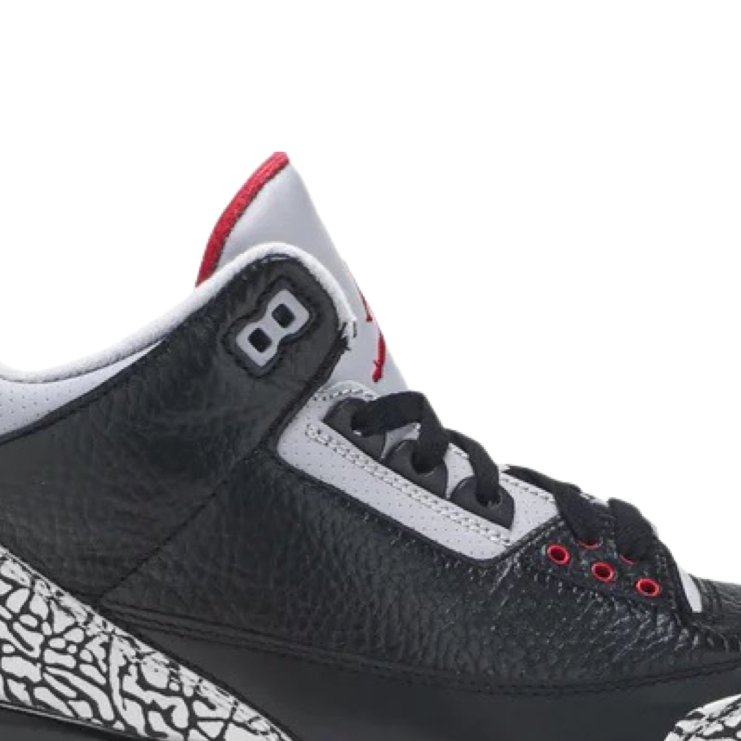 Air Jordan 3 Retro Sneakers - Black Cement Grey with Varsity Red Accents (2011 Edition) | Men's Basketball Shoes for Streetwear & Casual Outfits