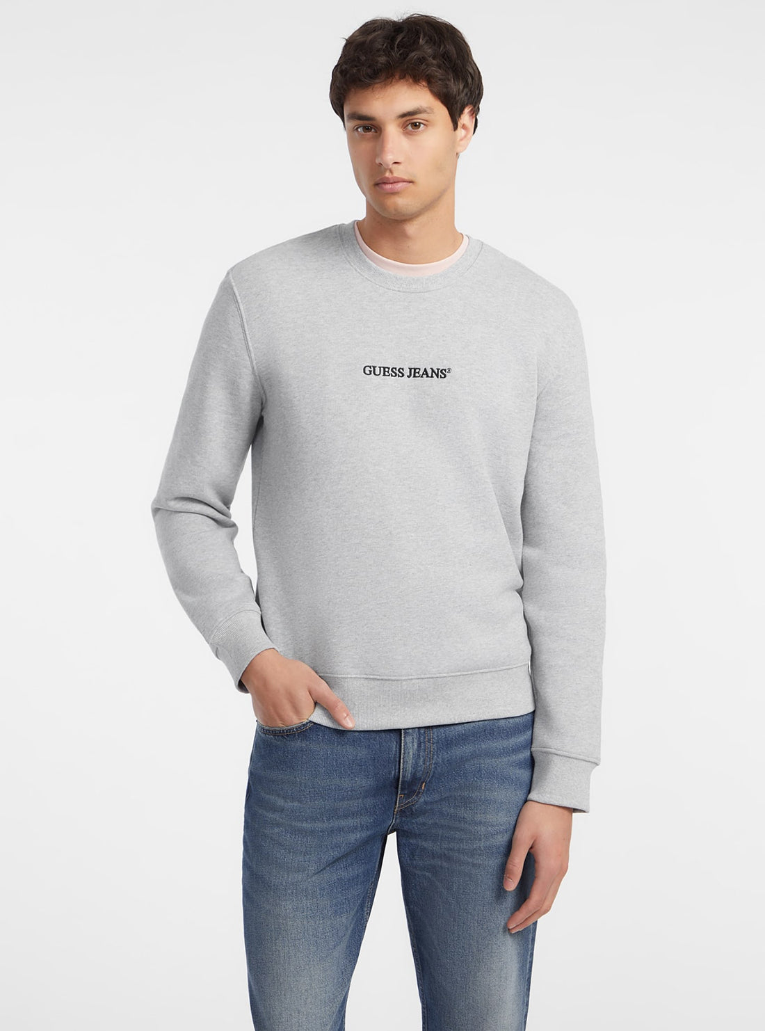 Guess Women's Grey Logo Sweater - Casual Pullover for Everyday Wear & Layering | Perfect for Work, Outings & Cozy Evenings