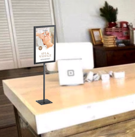 11x14 Inch Lightweight Countertop Steel Pedestal Display Stand - Two-Sided Sign Holder with Fixed 12