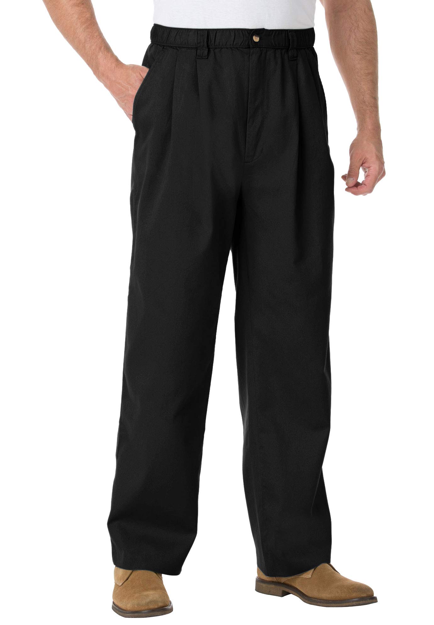 KingSize Men's Big & Tall Comfortable Full-Elastic Waist Pleated Dress Pants for Office & Casual Wear | Plus Size Business & Relaxed Fit Trousers
