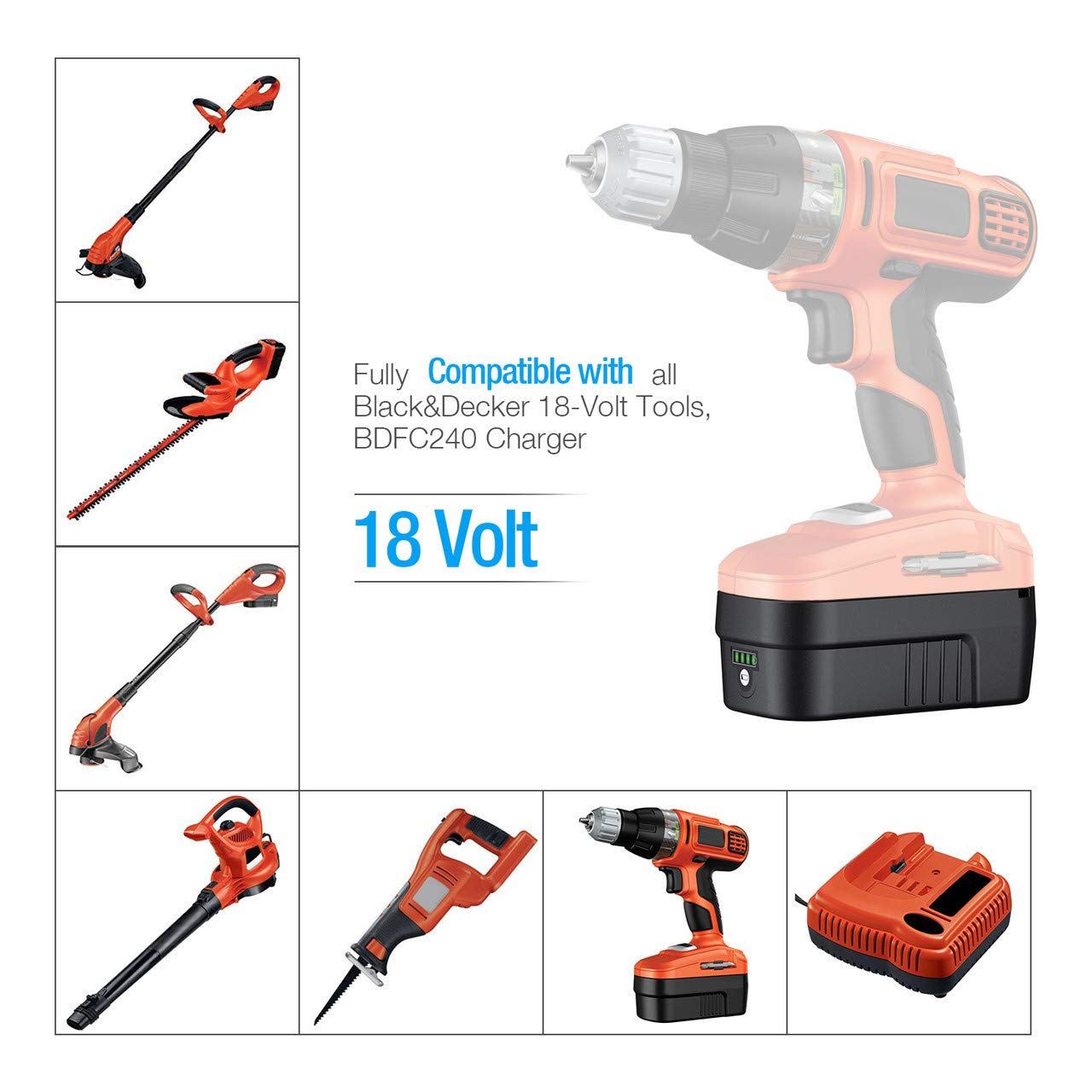 Original Black & Decker HPB18 A1718 Replacement Battery - High Capacity 18V Lithium Ion Power Tool Battery for Drills, Saws & More - Perfect for DIY Projects & Professional Use