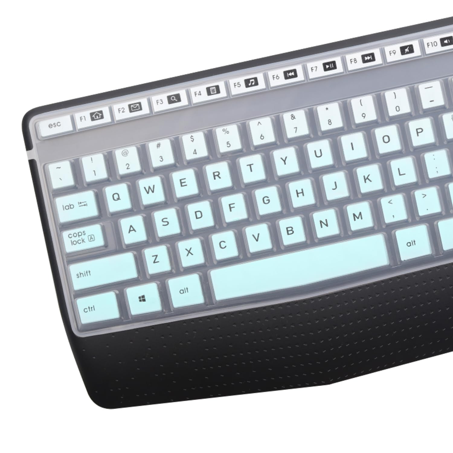 Logitech MK345 Keyboard Cover - Ultra Thin Silicone Protector for Wireless Keyboard - Ombre Mint for Home & Office Use