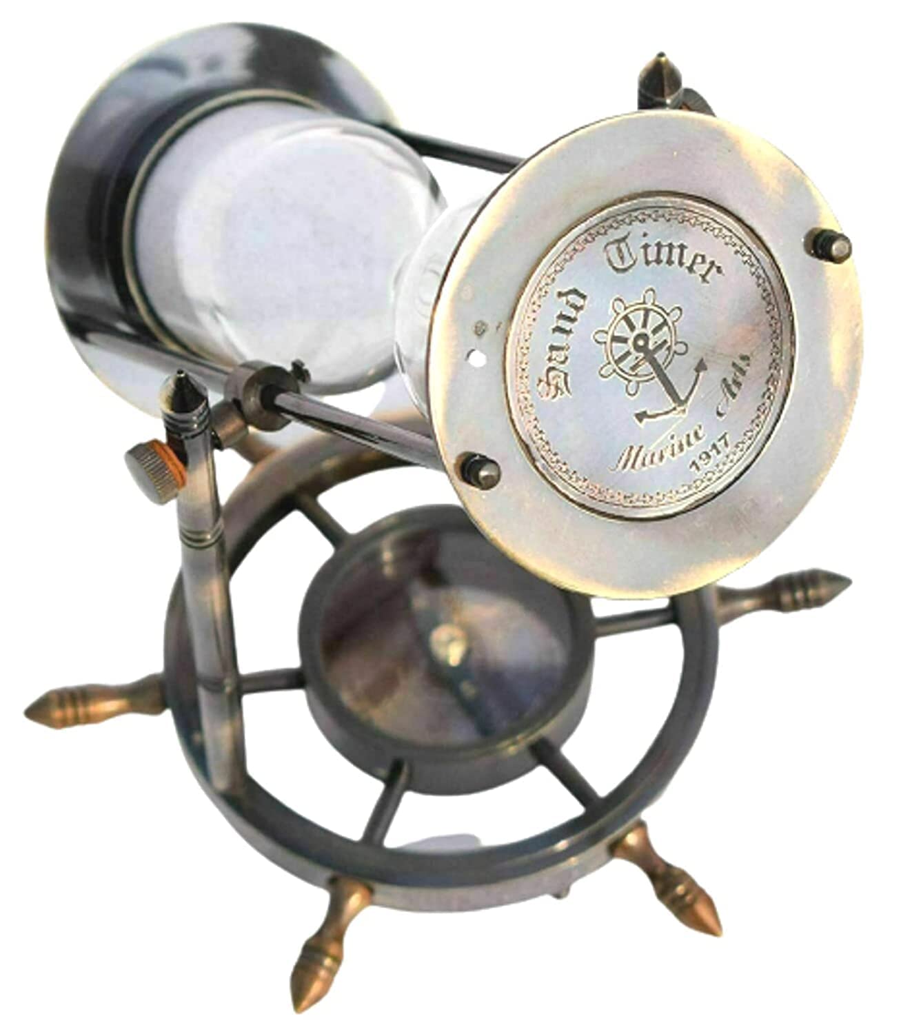 ALFAMART HT 6-Inch Hourglass Timer with Rotating Metal Frame & White Sand - 5 Minute Kitchen Timer for Cooking, Baking, Games & Classroom Activities