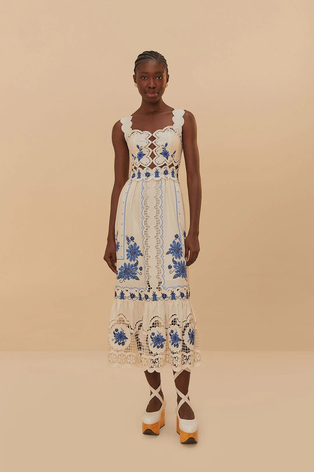 Farm Rio Richelieu Sunflower Midi Dress - Floral Summer Dress for Women, Boho Chic Beach Dress with Sunflower Print - Perfect for Vacations, Beach Parties & Summer Outings