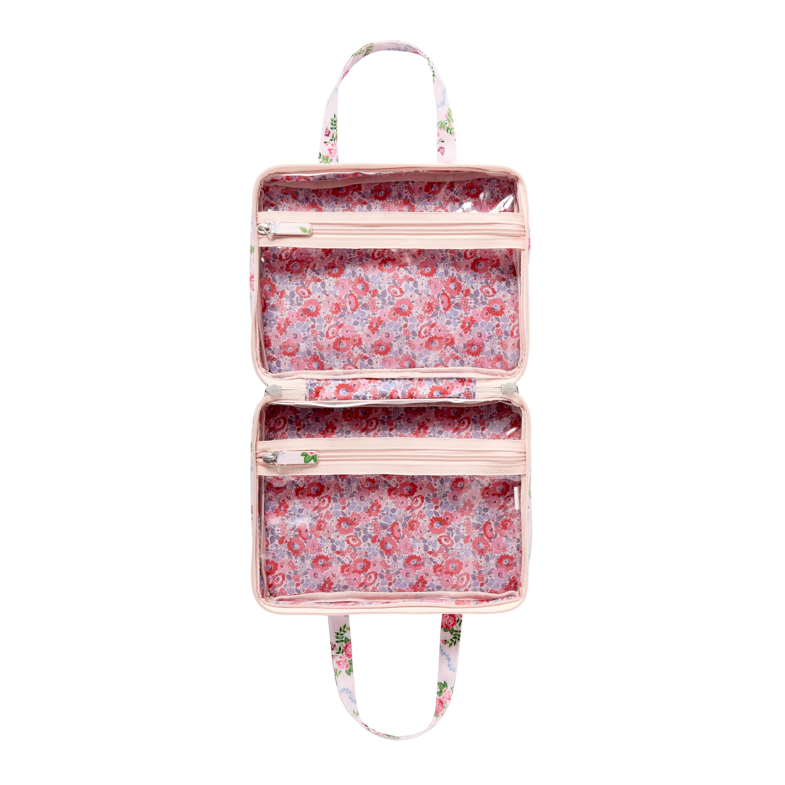 Cath Kidston Flutter Rose Two-Part Travel Wash Bag with Handles | Vegan-Friendly Toiletry & Cosmetic Organizer | Perfect for Women's Beauty Gifts, Weekend Getaways & Airplane Carry-On Essentials