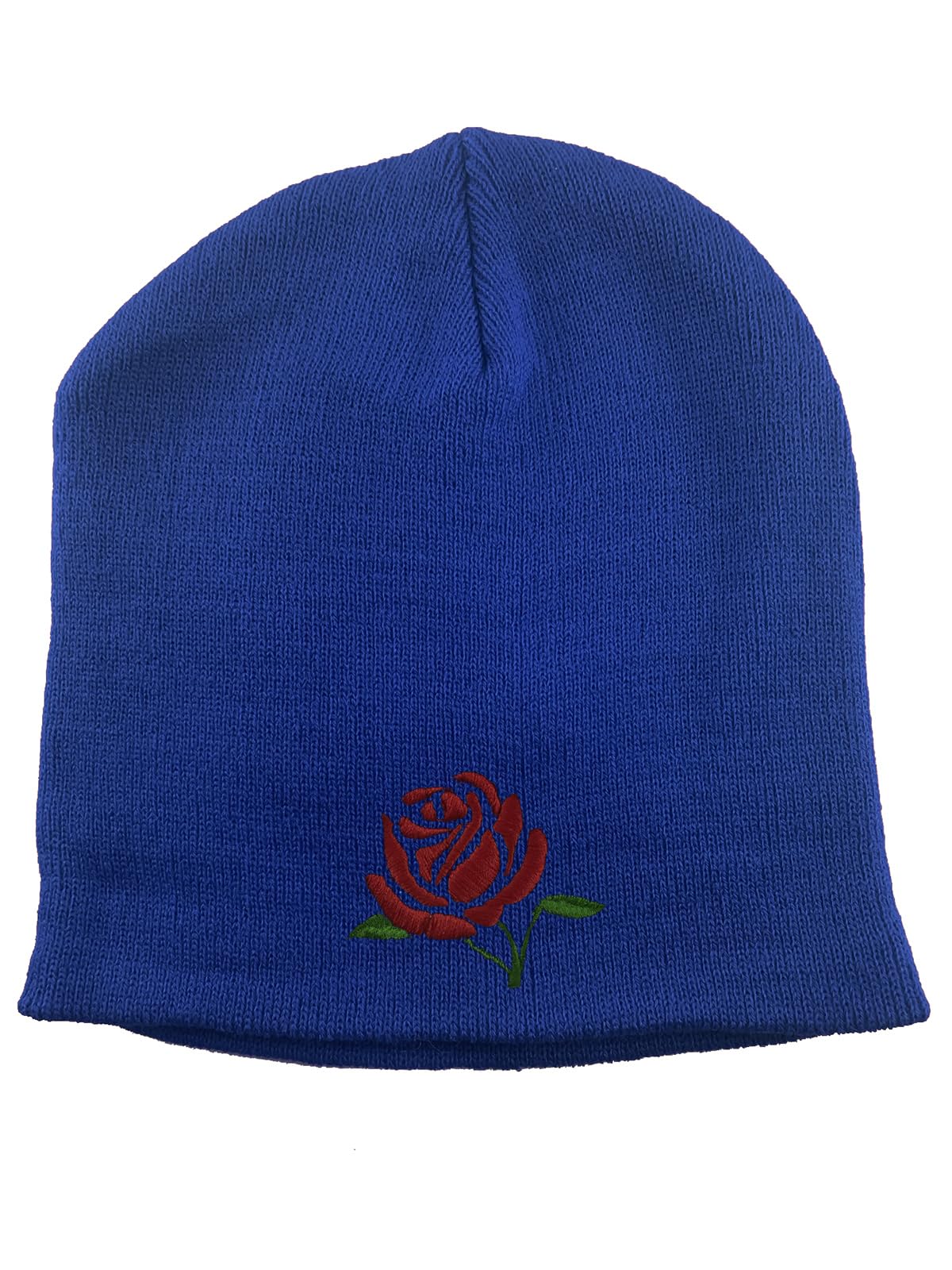 Gravity Threads Red Rose Embroidered Short Beanie for Women - Winter Warm Knit Hat with Floral Design - Perfect for Outdoor Activities, Skiing, and Casual Fashion