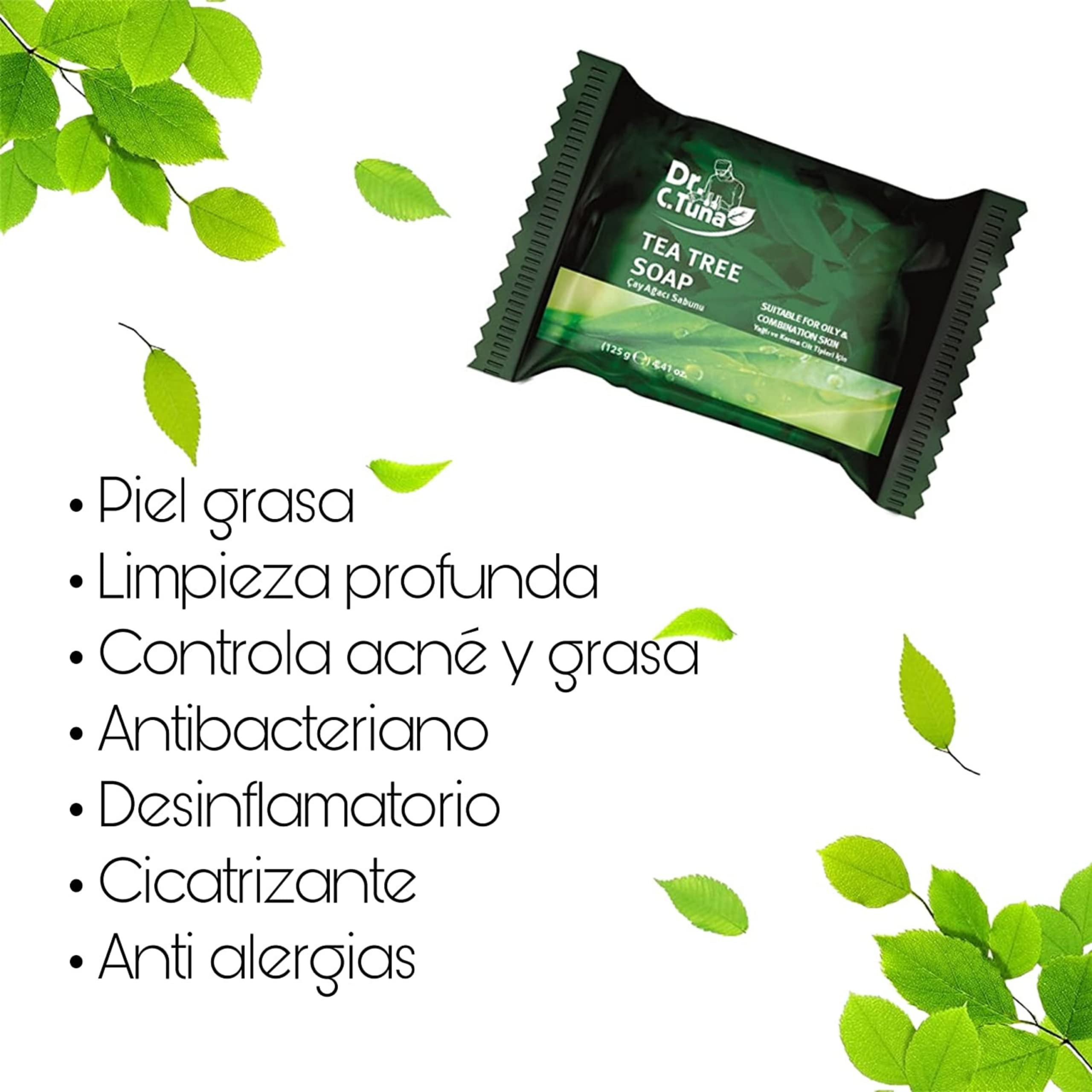 Dr. C Tuna Tea Tree Soap - 125g Antibacterial & Acne Treatment Soap for Face & Body - Natural Skin Care for Oily, Acne-Prone Skin - Perfect for Daily Cleansing & Post-Workout Use