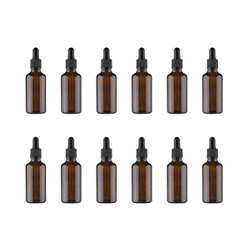 12Pcs 10ml Amber Glass Dropper Bottles for Essential Oils - Refillable Subpackaging Bottles with Dropper Caps - Perfect for DIY Aromatherapy, Herbal Extracts & Travel-Sized Liquids