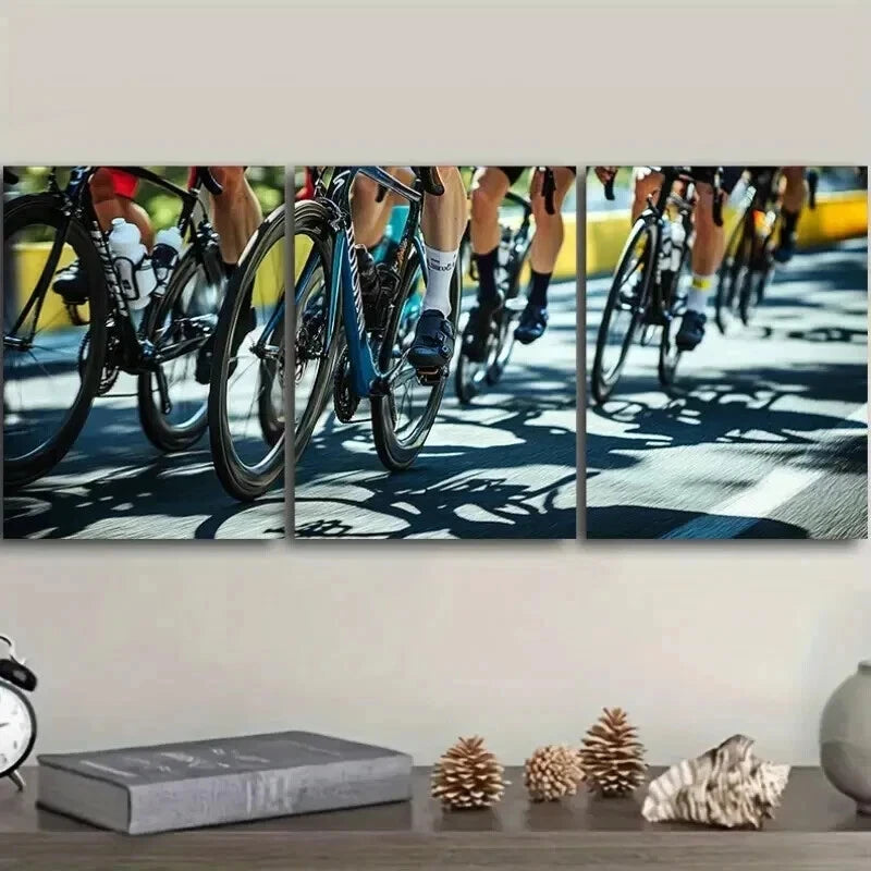 3-Piece Bicycle Race Wall Art Set - Framed Canvas 50x70cm - High Quality Print - 100% Australian Made - Ready to Hang - Perfect for Living Room, Bedroom, or Office Decor