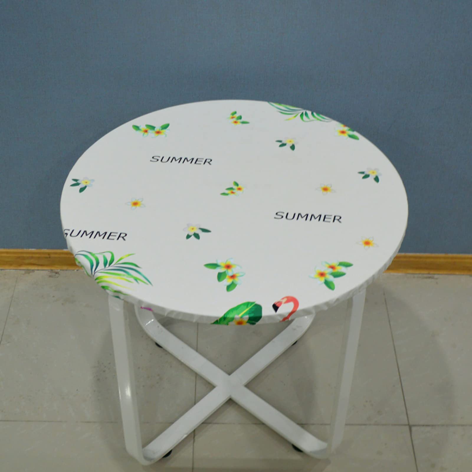 Waterproof Round Vinyl Tablecloth with Elastic Edge - Non-Slip Wrinkle-Free Table Cover for Outdoor Small Tables (20 Inch/50cm) - Perfect for Patio, Kitchen, Dining Room & Picnic Use