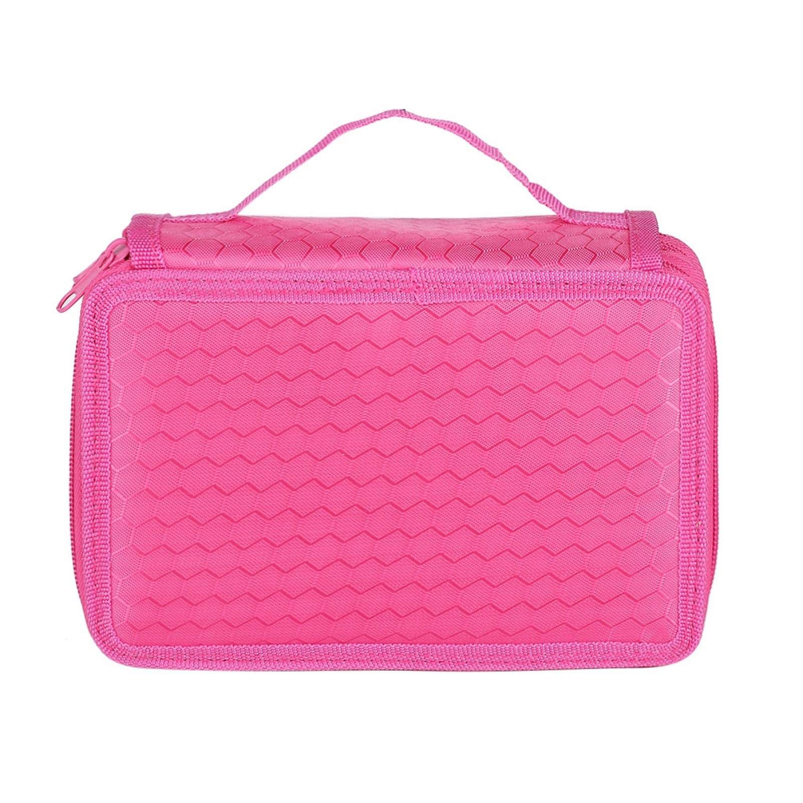 Zerodis Large Capacity 72-Hole Oxford Pencil Case - Sketch Art Drawing Pencil Organizer with Handle Strap (Rose Red) | Perfect for Artists, Students & Office Supplies Storage