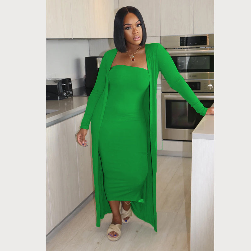 Sexy Strapless Skirt Coat Two-Piece Set - Women's Fashion Outfit for Party, Date Night & Special Occasions