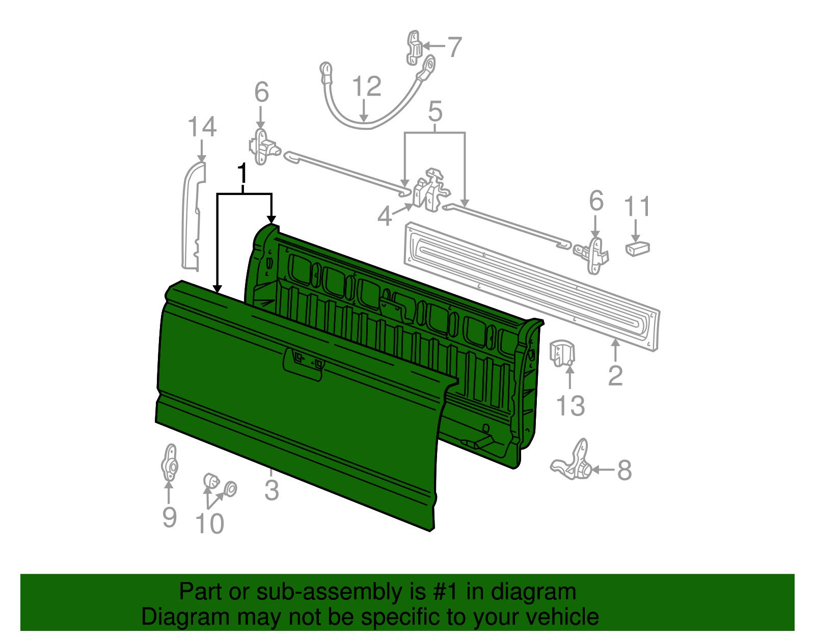 Genuine Ford 6L5Z-9940700-AA Tailgate Assembly - Replacement Truck Tailgate for Ford F150, F250, F350 - Perfect for Off-Roading, Hauling & Truck Upgrades