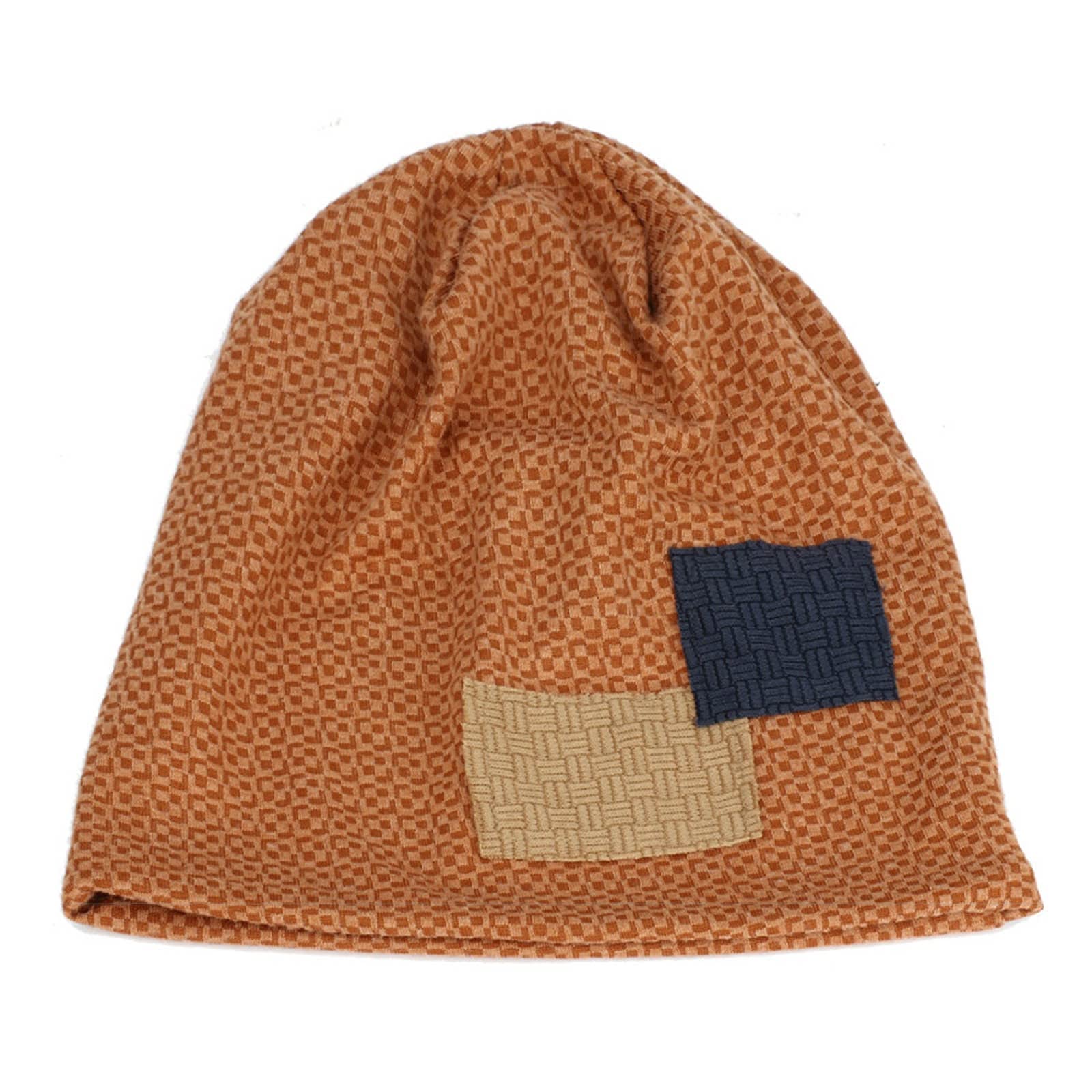 Unisex Plaid Patch Pile Hats with Leather Brim - Fashionable Baseball Caps for Men & Women in Orange | Perfect for Outdoor Activities, Sports & Casual Wear