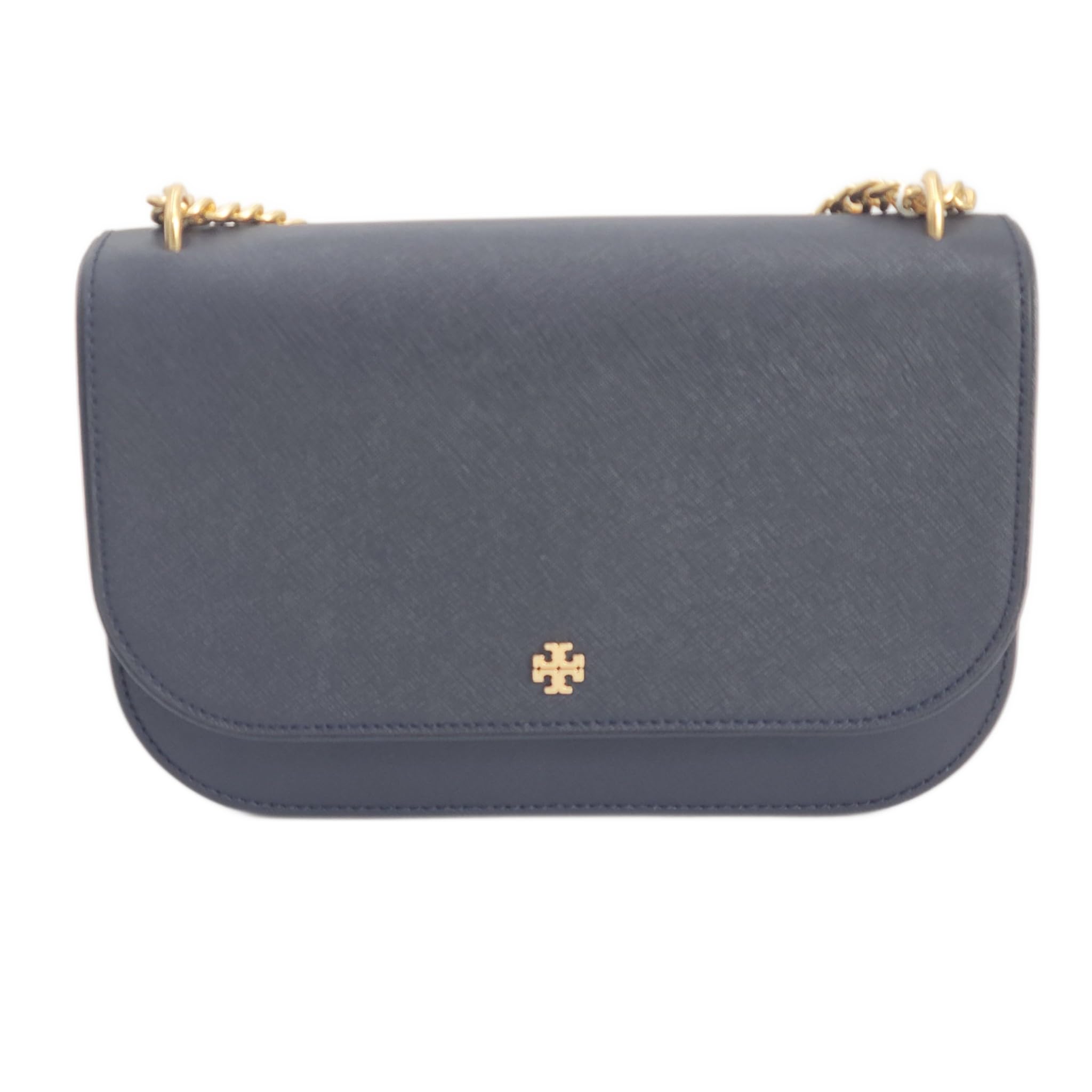 Tory Burch Emerson Saffiano Leather Adjustable Shoulder Bag for Women - Navy Blue with Gold Hardware | Perfect for Work, Travel & Everyday Use