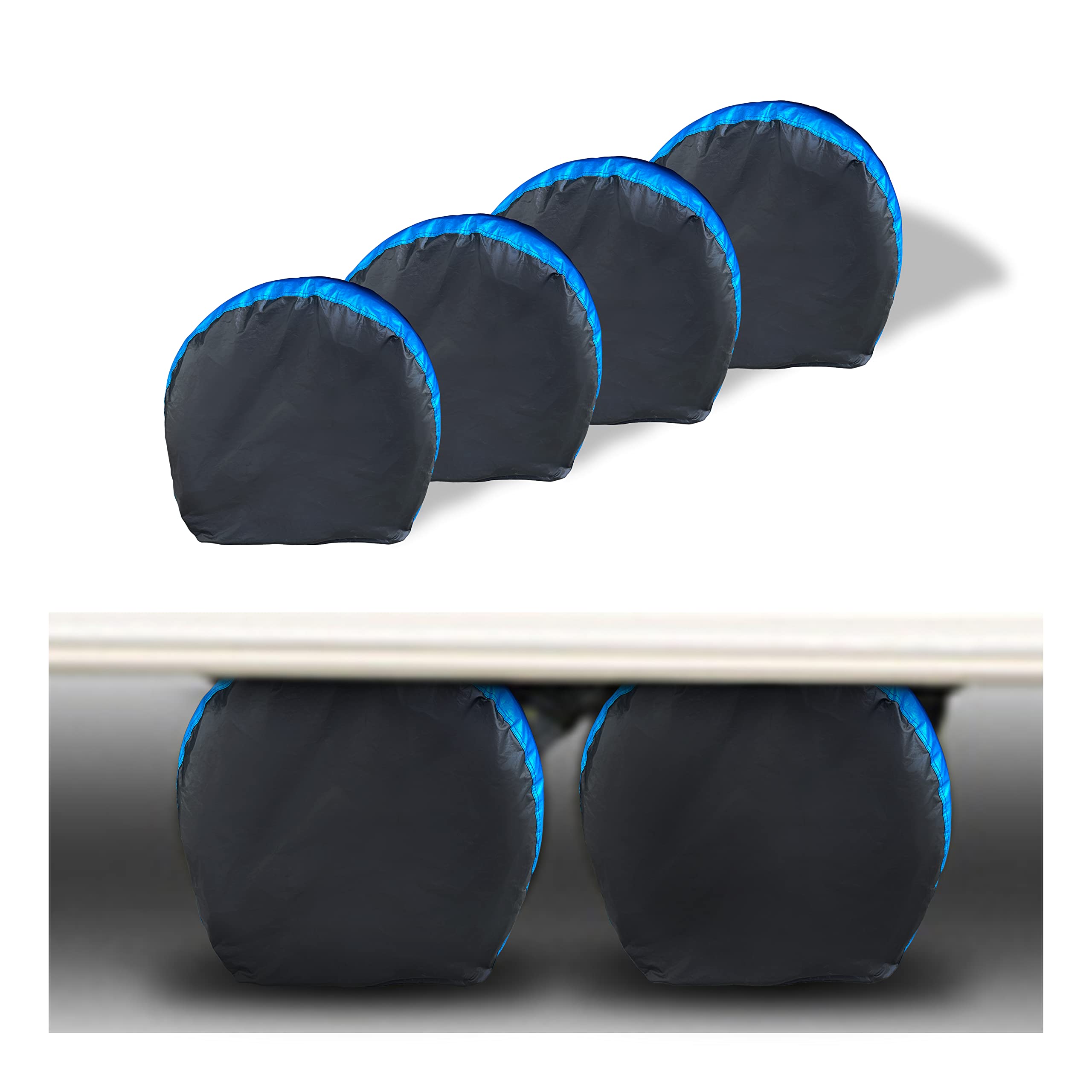 MORNYRAY 4 Pack Waterproof Anti-UV Tire Covers for RV, Truck, SUV, Trailer & Camper - Snow, Sun & Rain Protection | All-Weather Vehicle Storage Solution