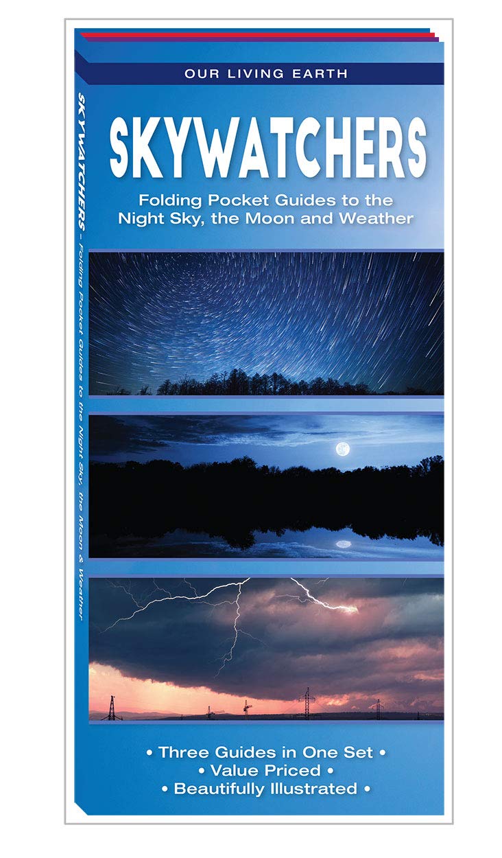 Skywatchers Folding Pocket Guide - Night Sky, Moon & Weather Observation for Stargazing, Camping & Outdoor Adventures