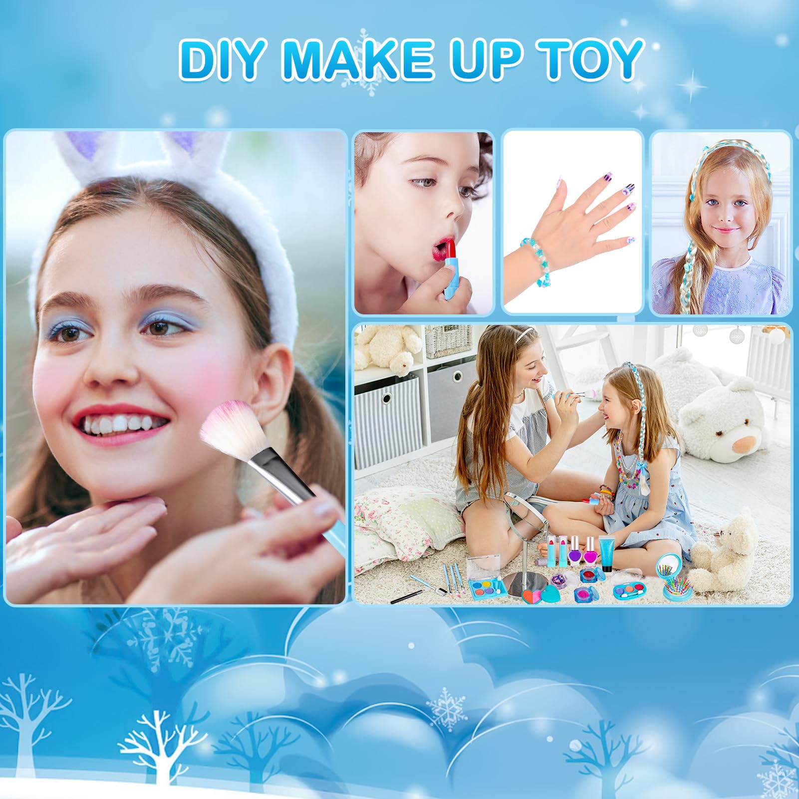 25 PCS Washable Makeup Kit for Girls - Birthday & Christmas Gift for Ages 4-10 - Perfect for Parties & Playtime