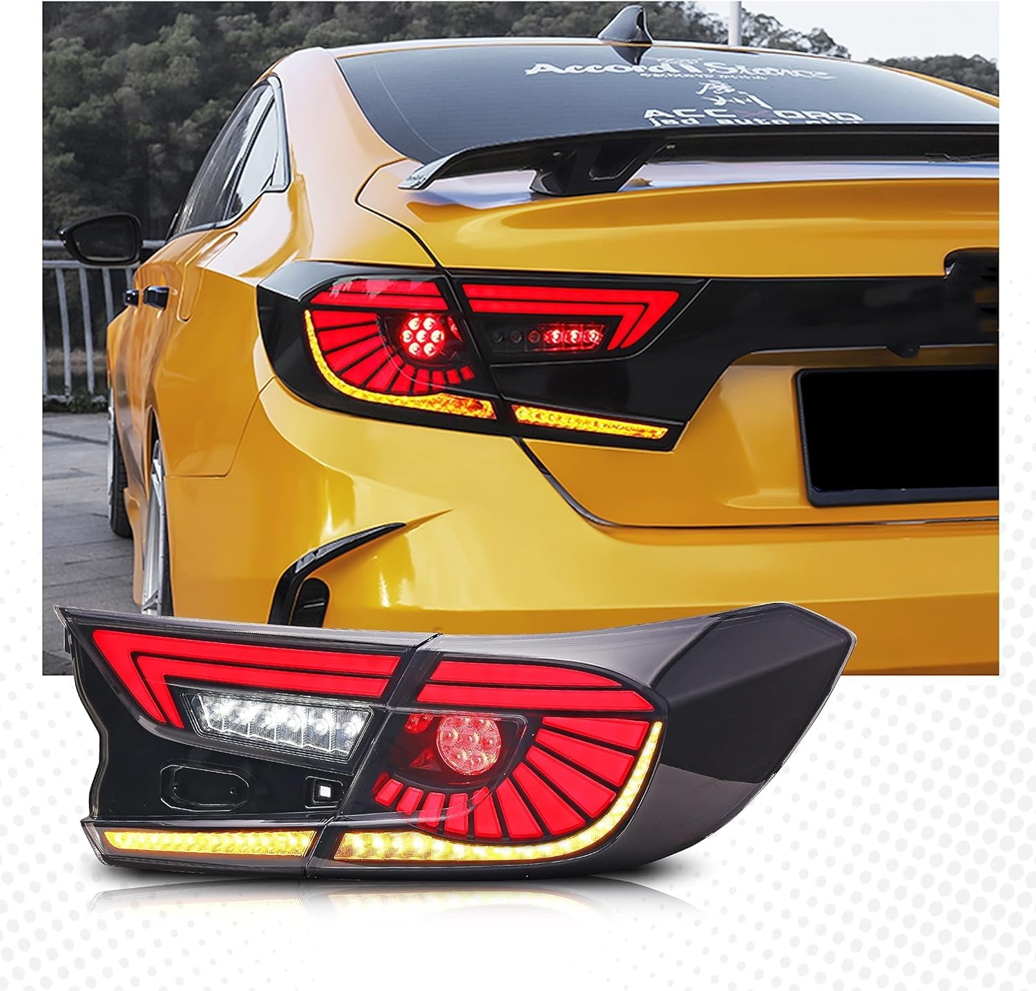 INGINUITY TIME LED Tail Lights for Honda Accord 10th Gen (2018-2022) - Smoked Sequential Turn Signal DRL Rear Lamp Assembly - Upgrade Your Car's Style & Safety at Night Driving