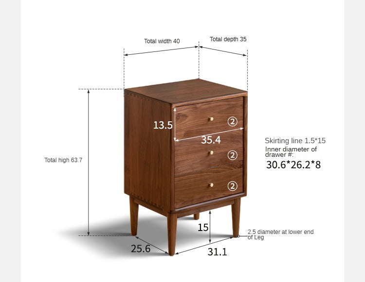 Premium Black Walnut Solid Wood Nightstand - Handcrafted Bedside Table with Drawer | Perfect for Bedroom, Living Room & Guest Room Decor
