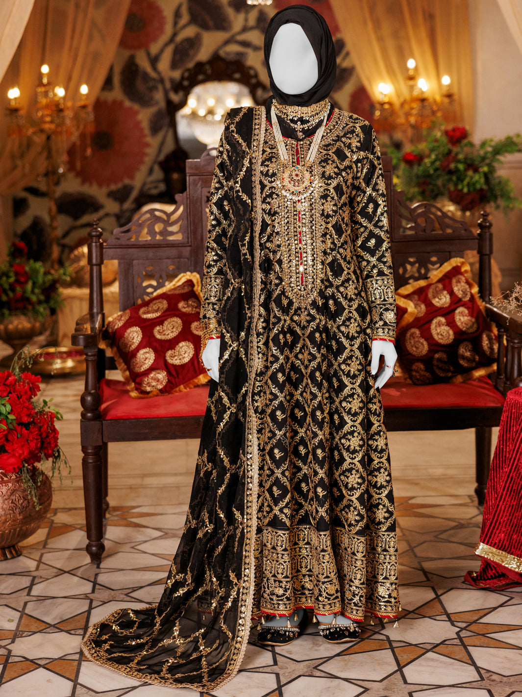 Elegant Black Chiffon Stitched Suit by J. Junaid Jamshed - Perfect for Weddings, Parties & Formal Occasions