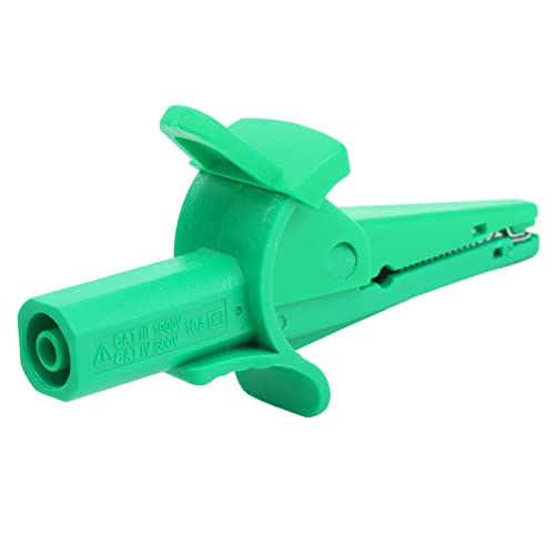 10A Insulated Test Clamp with 4mm Banana Plug - Heavy Duty Jumper Cable Clips for Cars, Trucks & Automotive Electrical Testing - Perfect for Battery Maintenance & Circuit Diagnostics (Green)