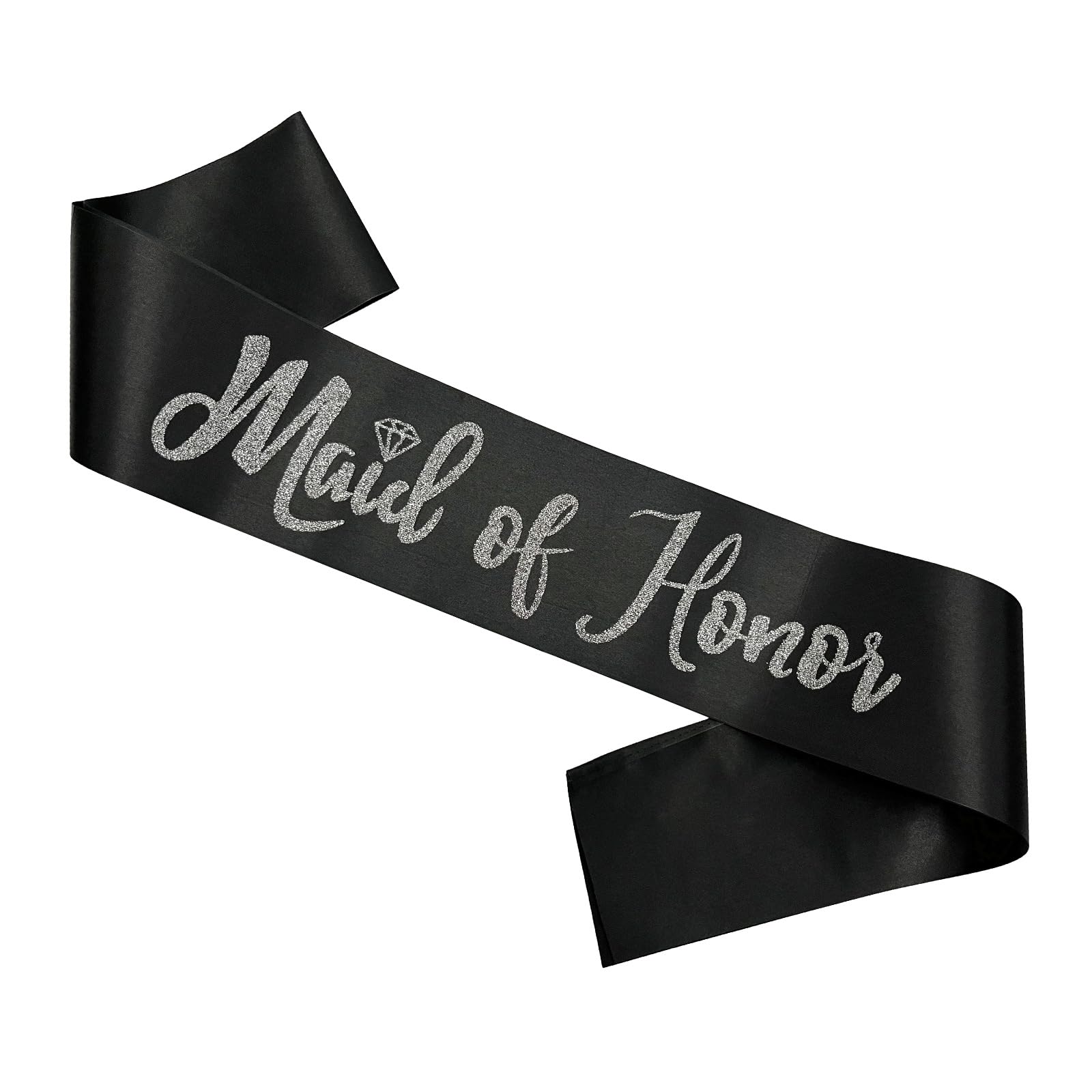 Bachelorette Party Sash - Black with Silver Glitter 'Maid of Honor' Lettering - Bridal Shower & Wedding Party Accessories - Perfect for Engagement Gifts & Bridesmaid Celebrations