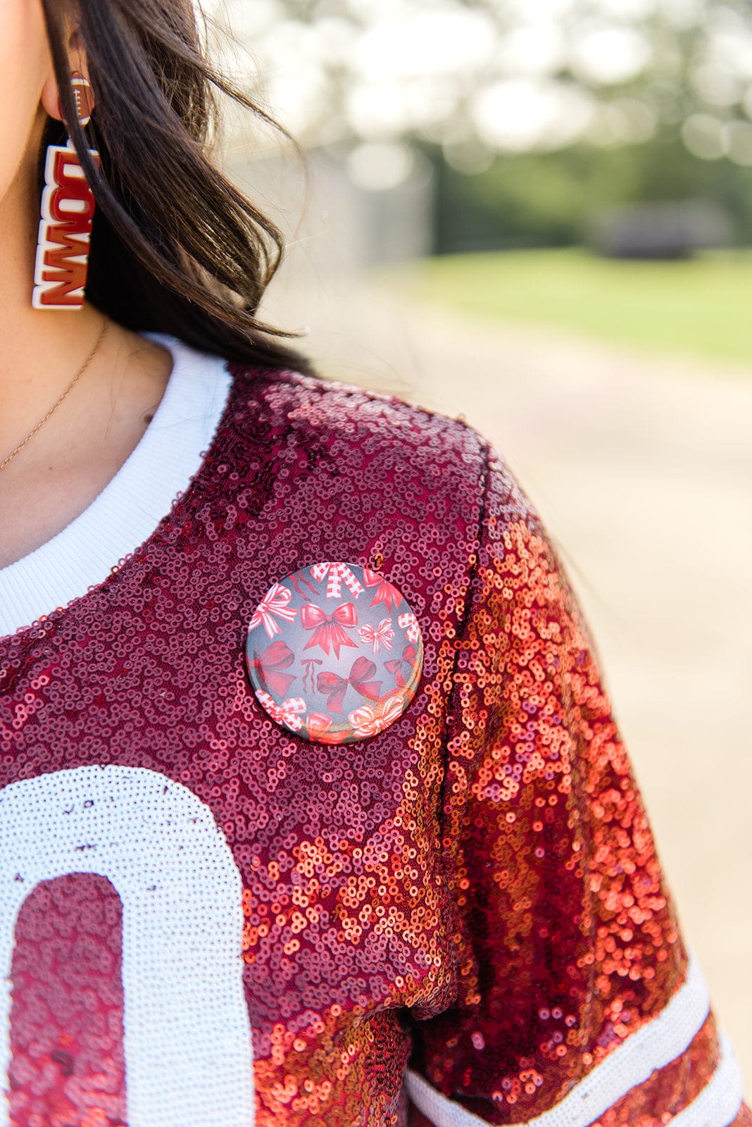 Red & Black Bowland Gameday Button - Stylish Game Day Accessories for Football, Basketball & Sports Fans - Perfect for Tailgating, Parties & College Events