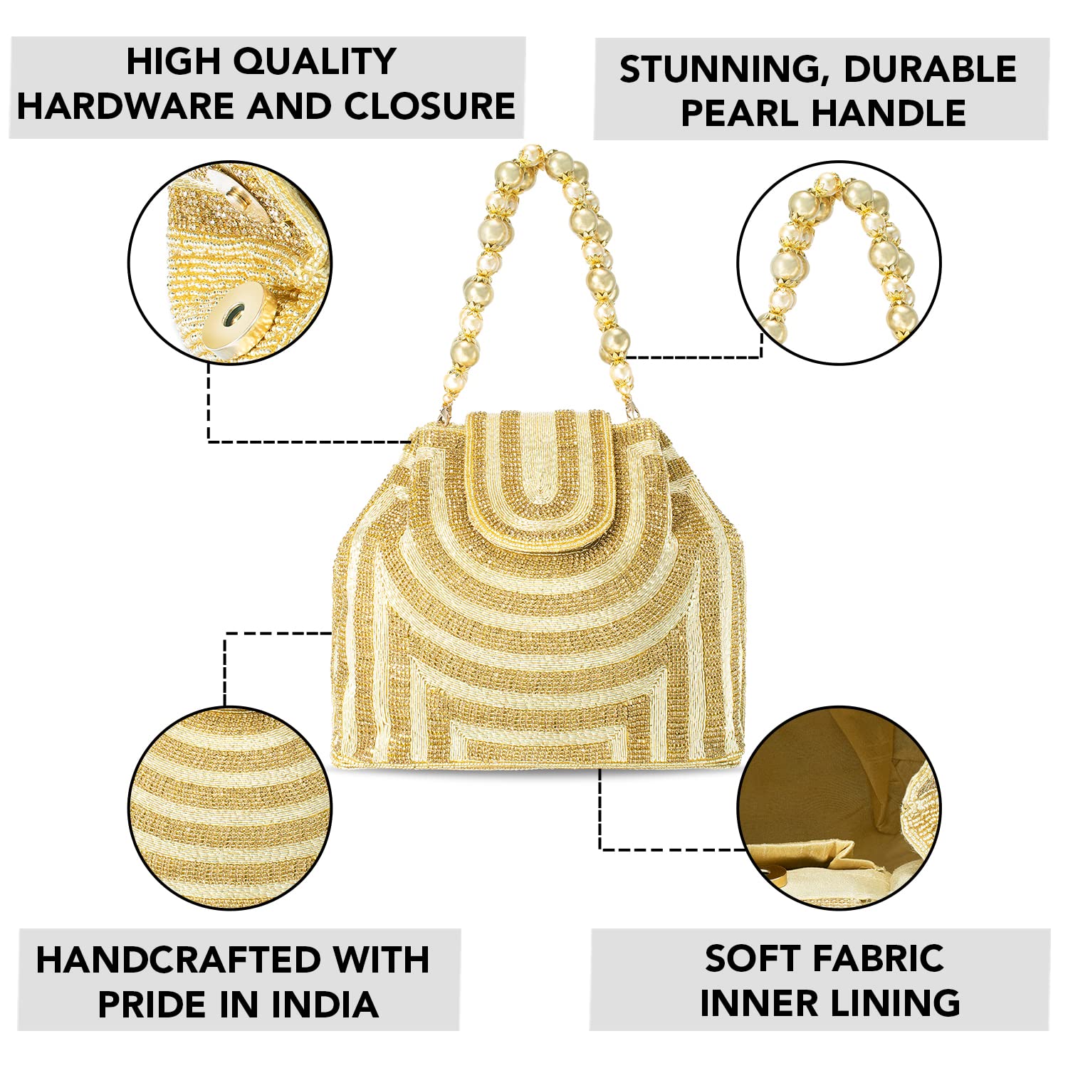 **Aheli Elegant Ethnic Potli Bags for Women - Handmade Evening Clutch Purse with Drawstring - Perfect for Weddings, Parties & Special Occasions**