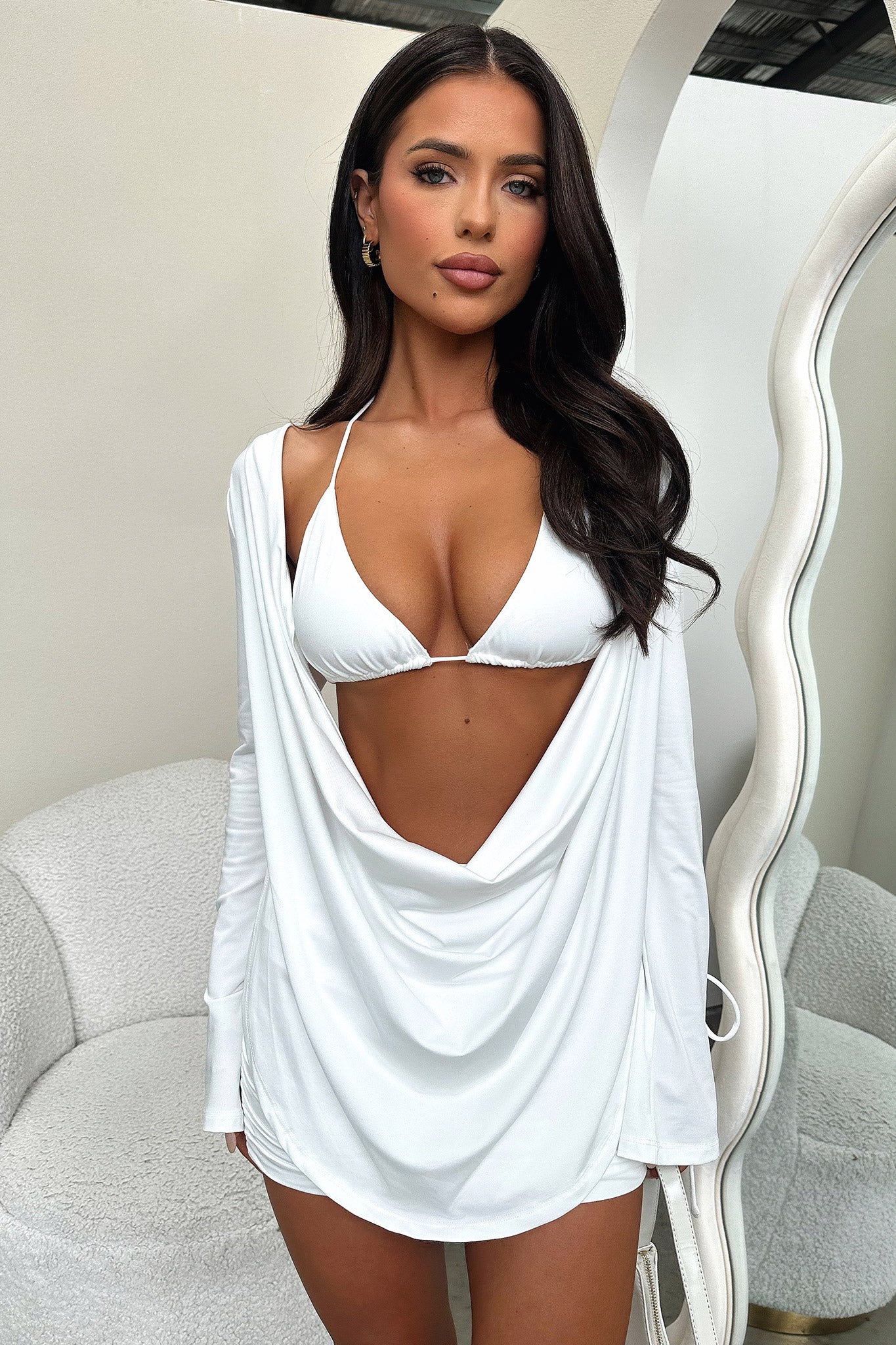 Stylish White Cardi Skirt for Women - Perfect for Casual Outings, Date Nights & Summer Fashion