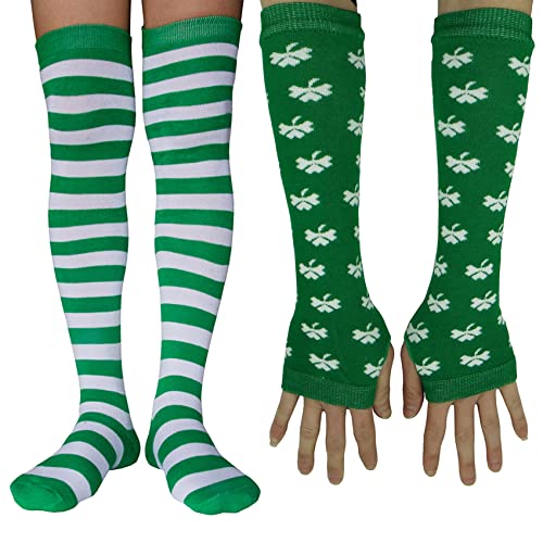 Z1 - Green & White Long Socks + Gloves