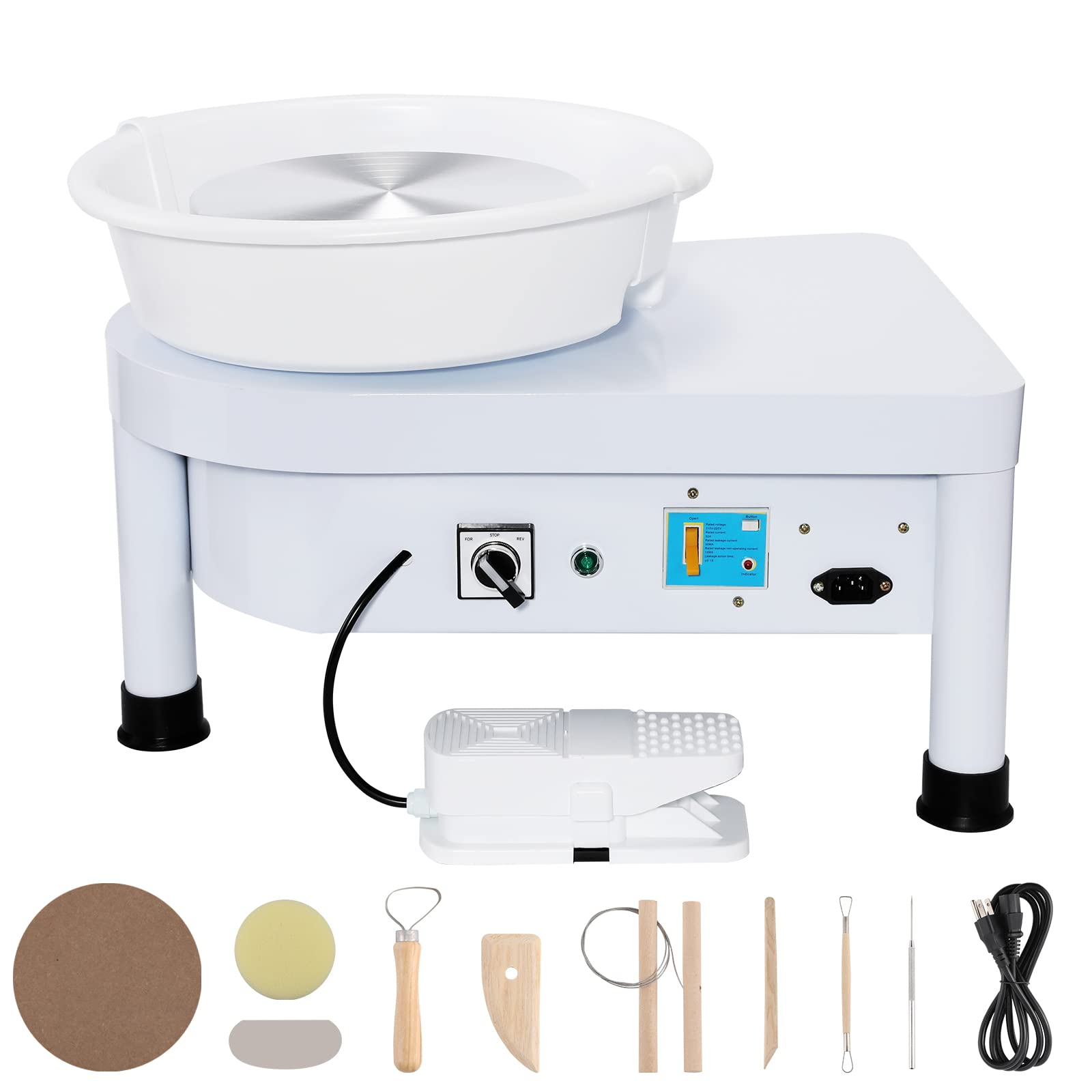 Huanyu 25cm Electric Pottery Wheel with Foot Pedal - 350W Ceramic Forming Machine, Detachable Basin & Bat Tools for Clay Art, DIY Craft Projects - Perfect for Studio, Classroom & Home Pottery Making