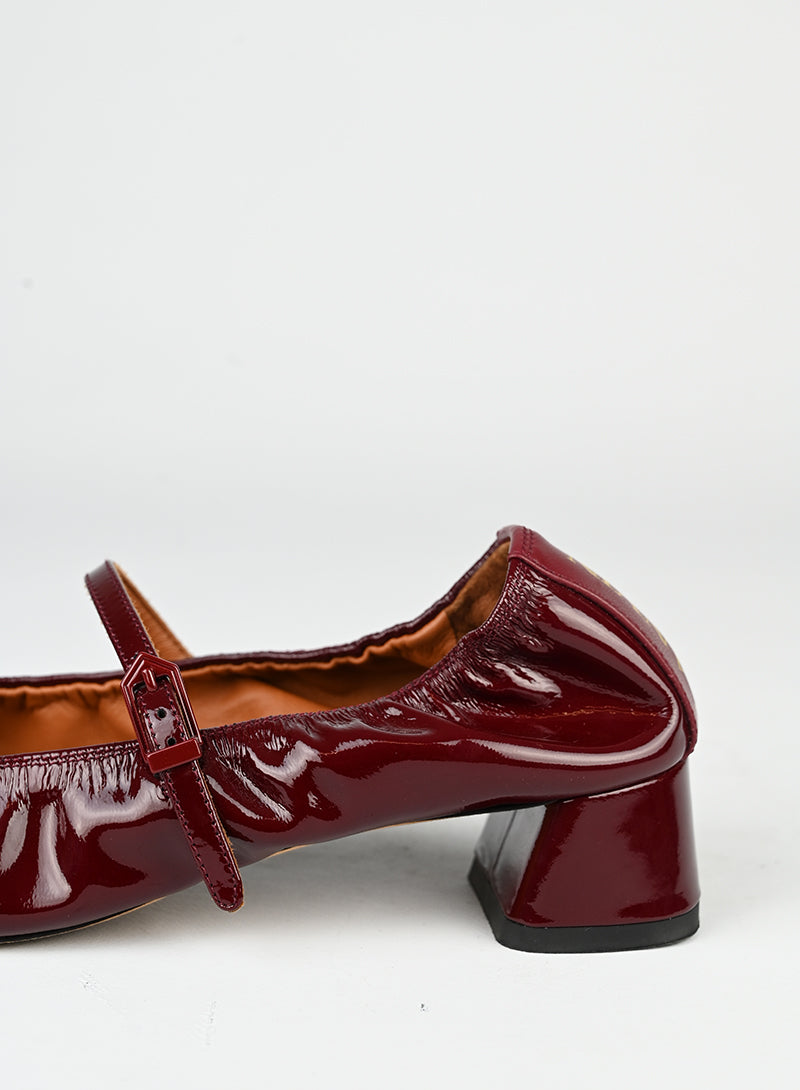 Lanvin Bordeaux Mary Jane Shoes Size 37 - Elegant Women's Flats for Work, Party & Special Occasions
