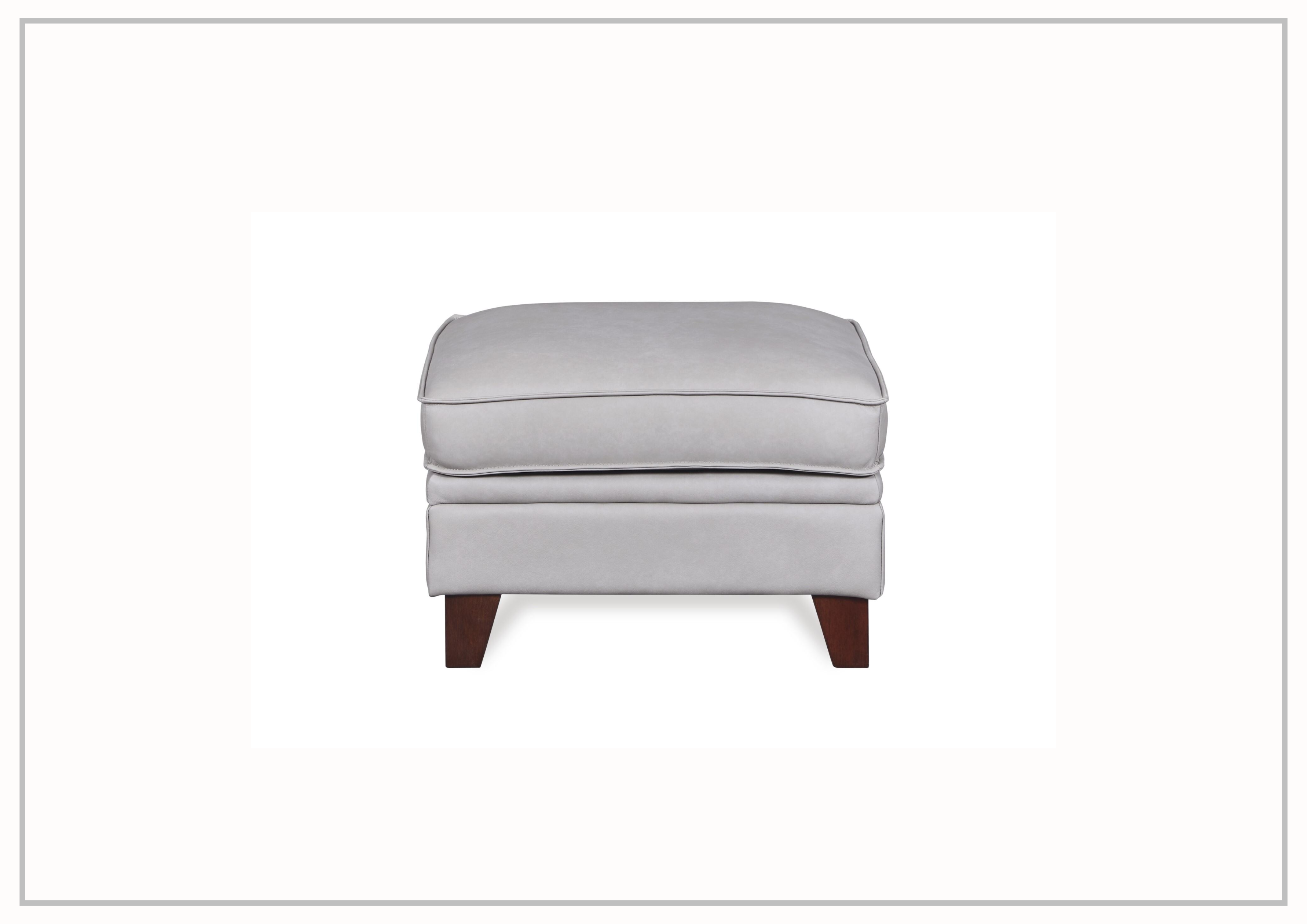 Gio Italia Home Samson Genuine Leather Ottoman in Gray - Stylish Footrest & Extra Seating for Living Room, Bedroom, or Office