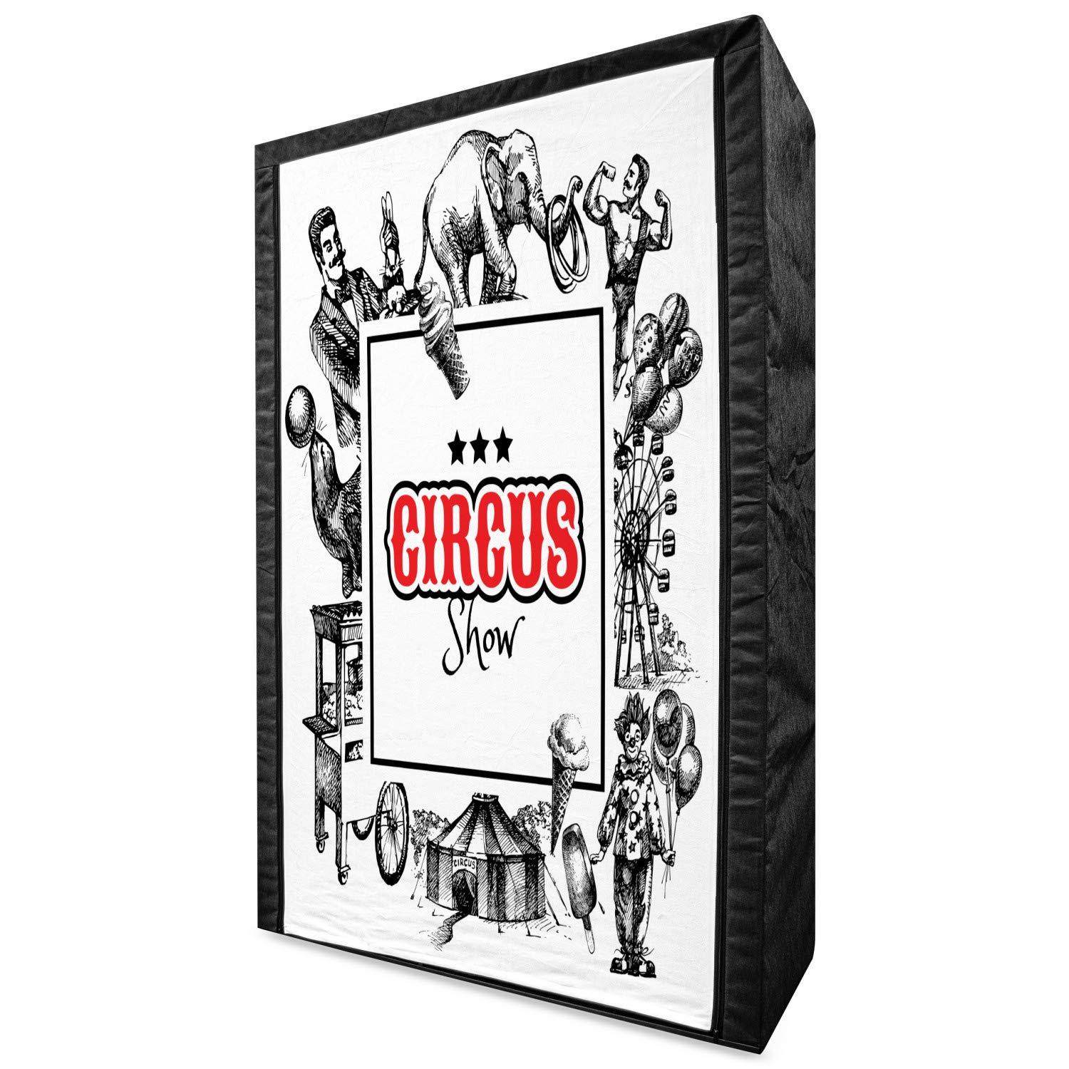 Ambesonne Vintage Portable Fabric Wardrobe - Circus Themed Magician Elephant Art, 42.5