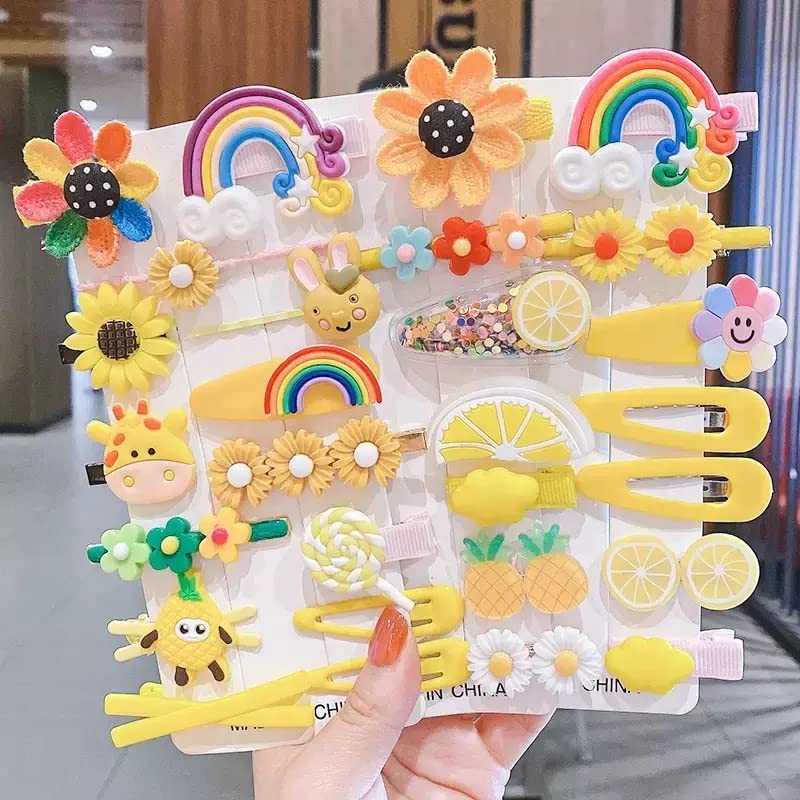 Unicorn Ice Cream Hair Clips Set for Girls - 14 Pcs Korean Hair Accessories for Toddler & Kids - Party & Daily Use