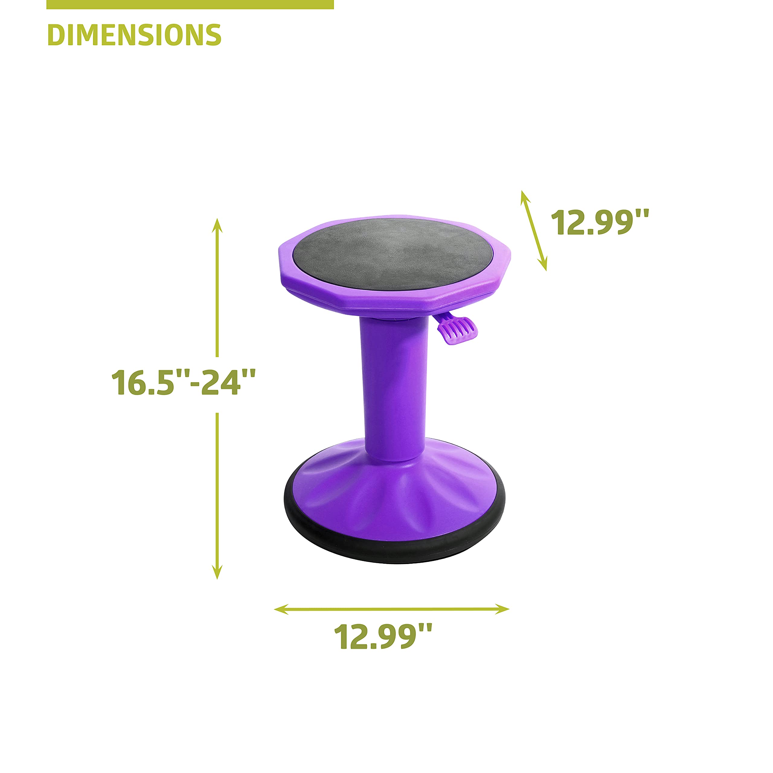 Pearington SitFree Height Adjustable Wobble Stool - Active Flexible Seating Chair for Kids & Adults - Ergonomic Office & School Chair - Purple - Perfect for Home Office, Classroom & ADHD Focus
