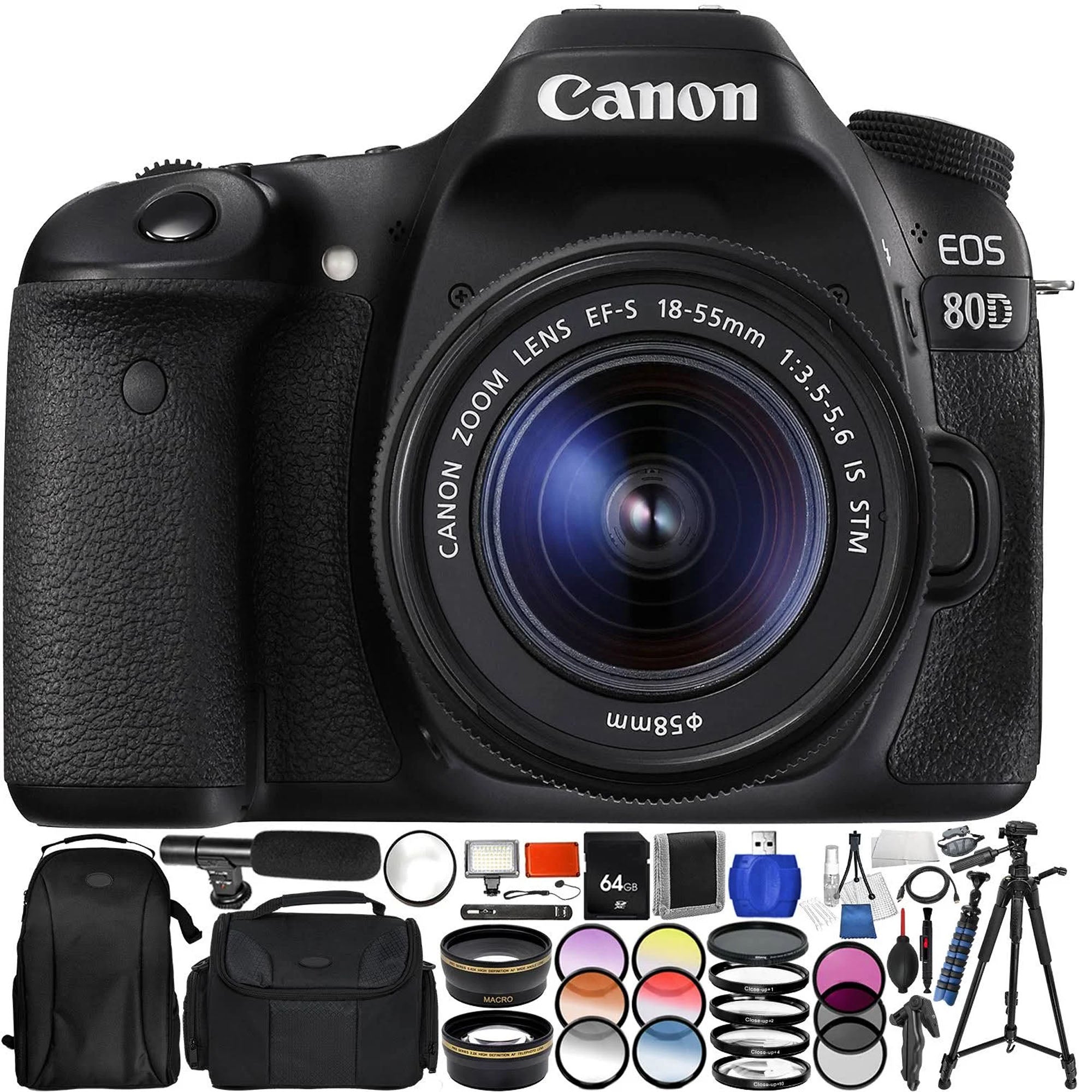 Canon EOS 80D DSLR Camera with 18-55mm Lens Kit - Professional Photography Bundle for Travel, Portrait & Vlogging