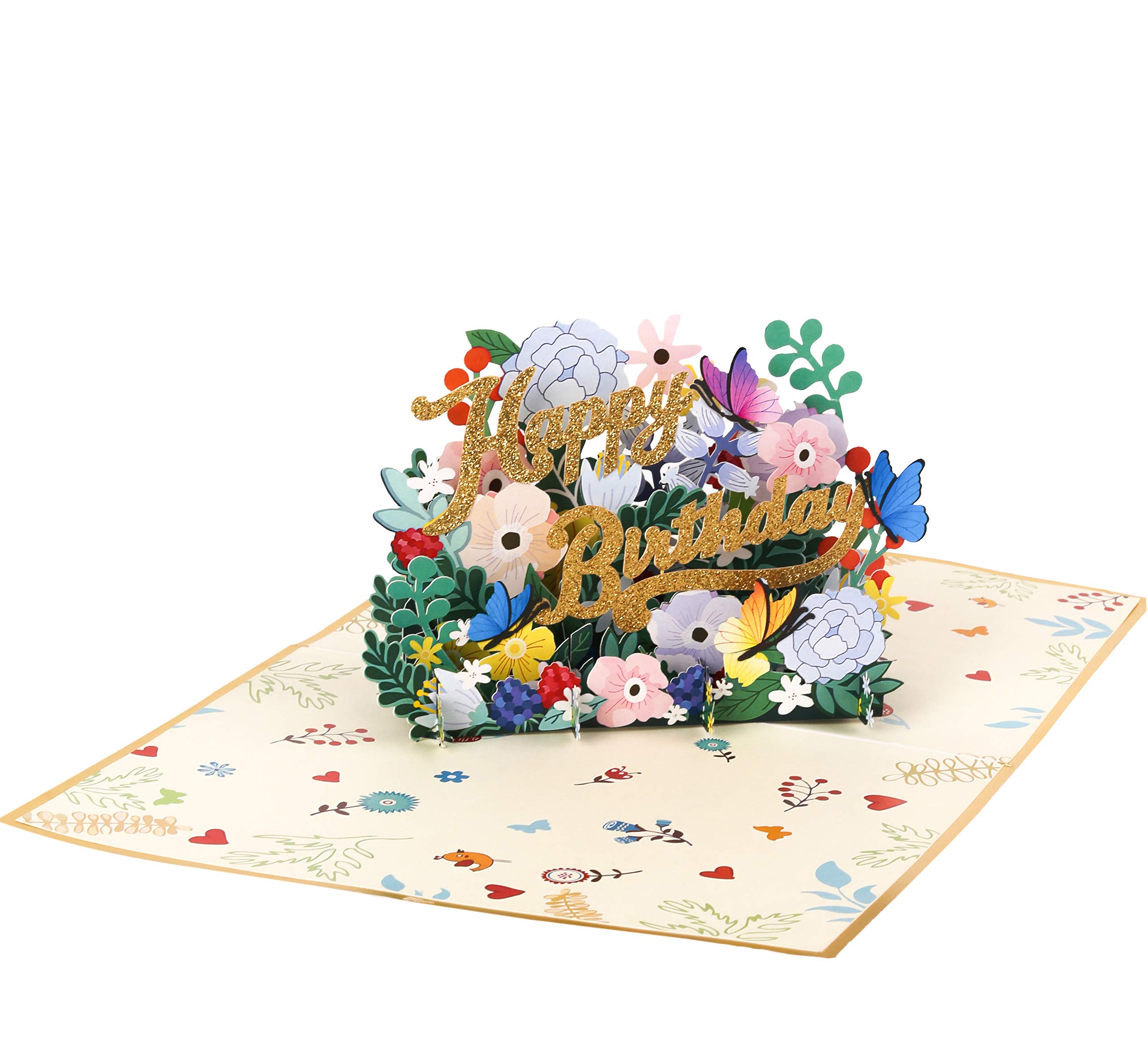 Happy Birthday Card with Flowers - Gift for Mom, Dad, Wife, Husband - Perfect for Celebrations