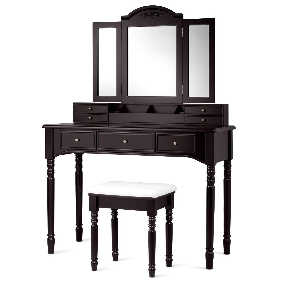 Charmaid Large Makeup Vanity Table with Tri-Fold Mirror - 41.5