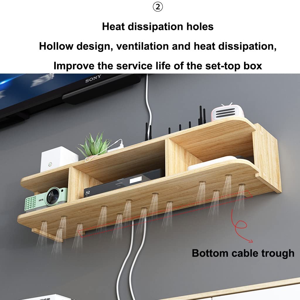 Wall Mounted WiFi Router Shelf - Large Multi-Function Storage Rack for Wireless Routers, TV Set-Top Boxes & Power Strips | Perfect for Home Office & Entertainment Center Organization