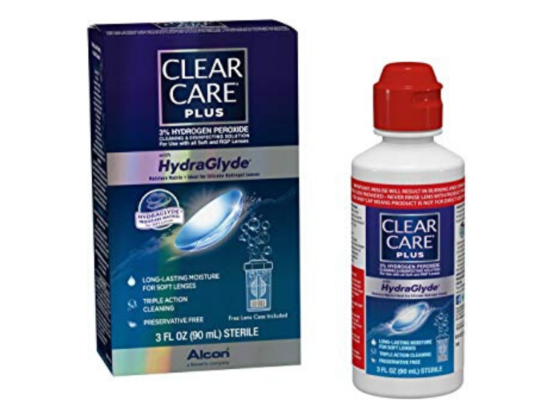 Clear Care Plus with HydraGlyde Contact Lens Solution - 3 Month Supply for Soft Contacts | Gentle Cleaning & Hydration | Perfect for Daily Wear & Travel