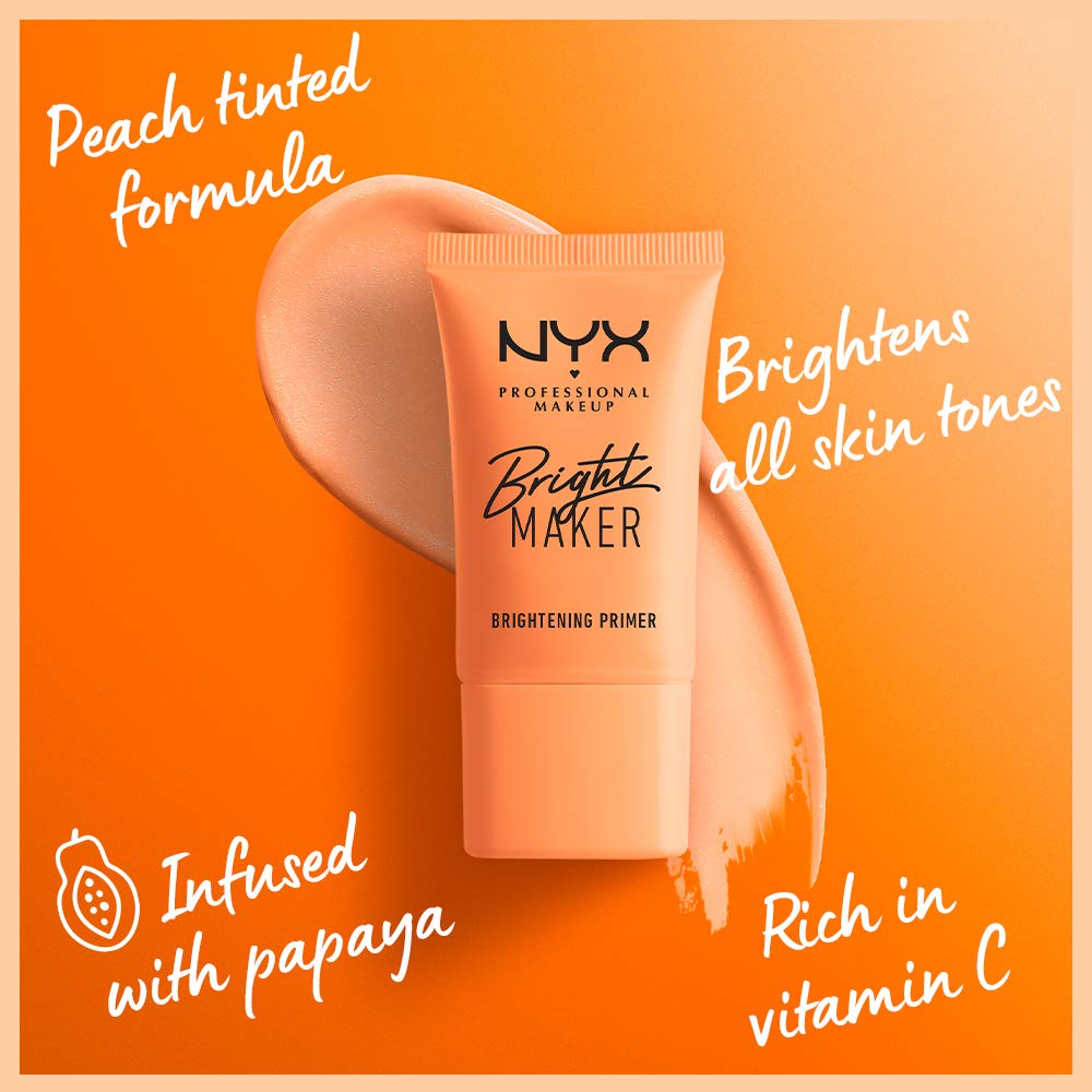 NYX Professional Makeup Bright Maker Brightening Primer - Vegan Face Primer for Flawless Glow, Hydration & Smooth Skin | Perfect for Daily Wear, Special Occasions & Photography Makeup